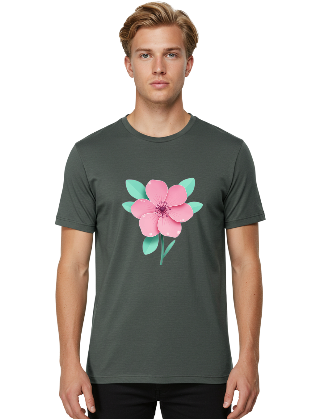 Pink-Flower Men'S Graphic Tee, 100% Cotton, Comfortable Casual Summer Wear, Machine Washable, Vintage Camera, Old Camera, Antique Camera, Black Camera, Classic Photography, Photography Equipment, Nostalgic Device, Film Camera, Camera Art Bag957