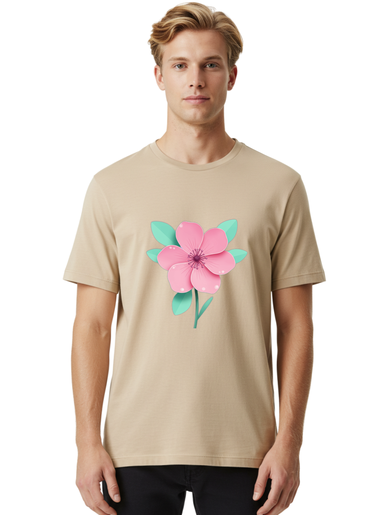 Pink-Flower Men'S Graphic Tee, 100% Cotton, Comfortable Casual Summer Wear, Machine Washable, Vintage Camera, Old Camera, Antique Camera, Black Camera, Classic Photography, Photography Equipment, Nostalgic Device, Film Camera, Camera Art Bag957