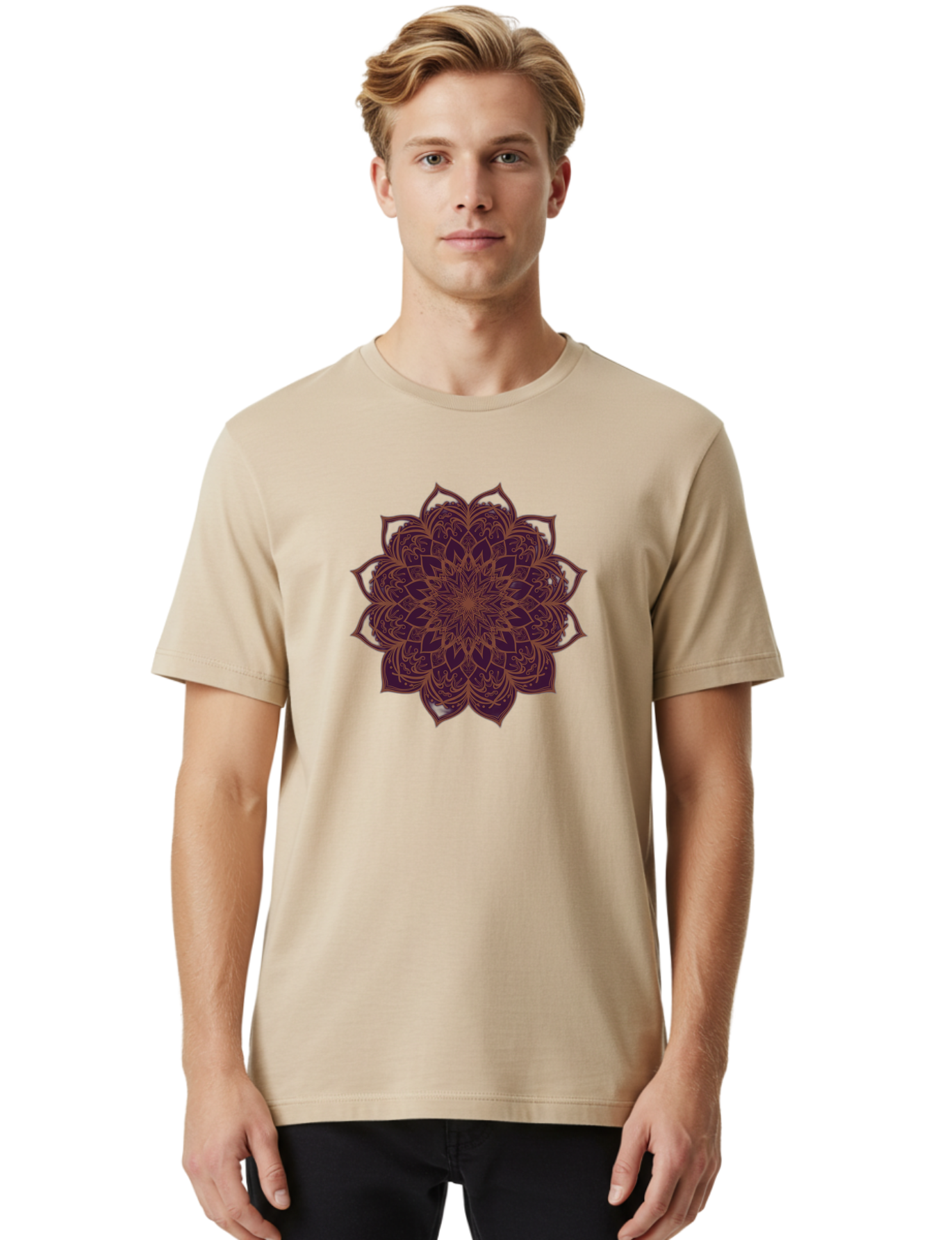 Purple-Mandala Men'S Graphic Tee, 100% Cotton, Comfortable Casual Summer Wear, Machine Washable, Vintage Camera, Old Camera, Antique Camera, Black Camera, Classic Photography, Photography Equipment, Nostalgic Device, Film Camera, Camera Art Bag992