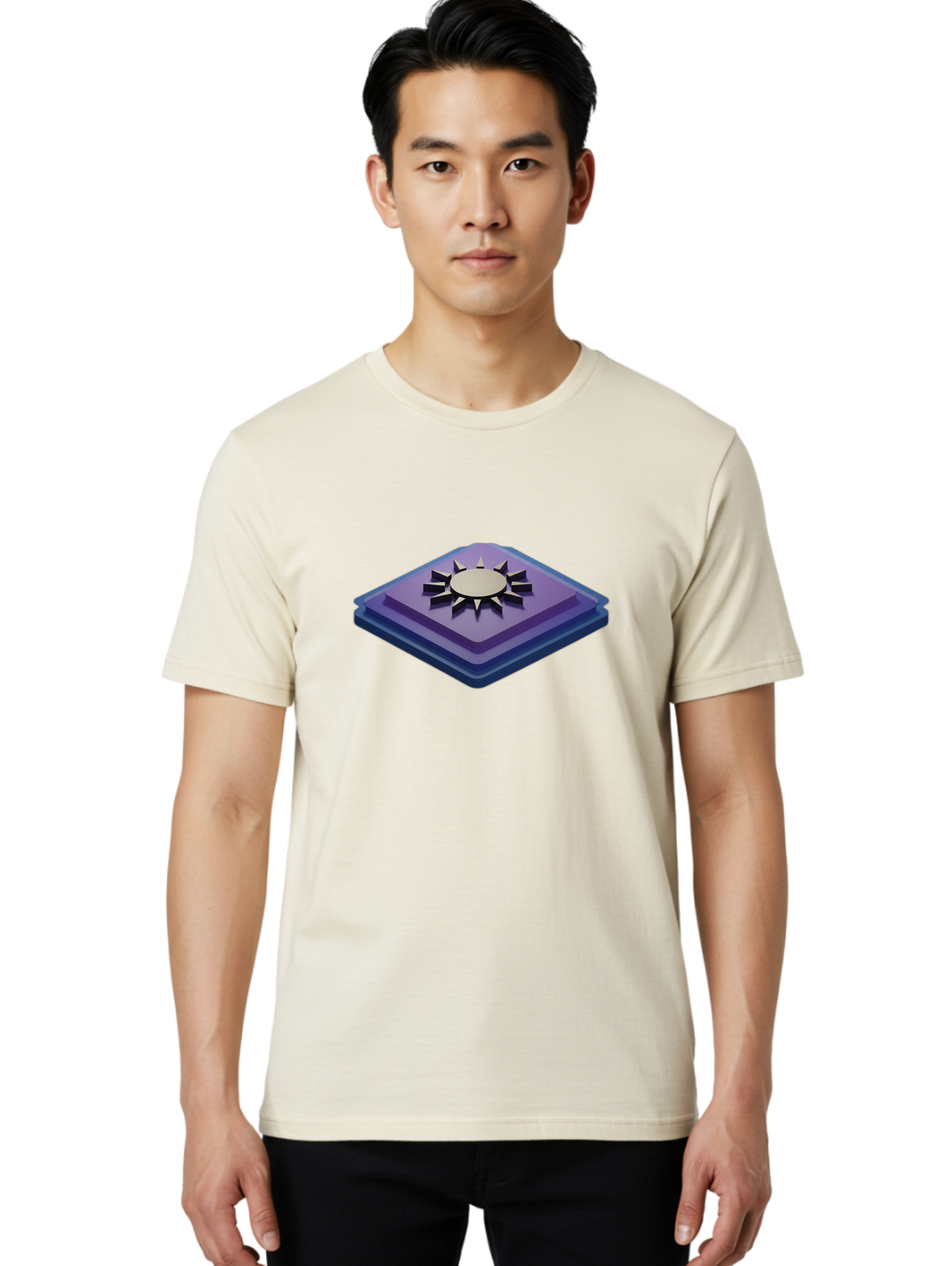 Purple-Square-With-Sun Men'S Graphic Tee, 100% Cotton, Comfortable Casual Summer Wear, Machine Washable, Vintage Camera, Old Camera, Antique Camera, Black Camera, Classic Photography, Photography Equipment, Nostalgic Device, Film Camera, Bag997