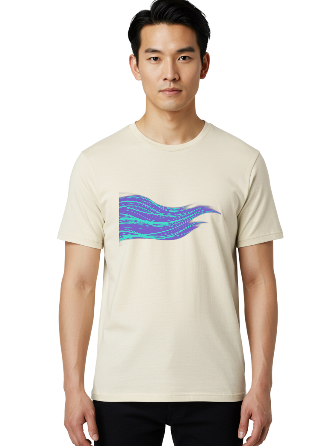 Purple-Wave-Lines Men'S Graphic Tee, 100% Cotton, Comfortable Casual Summer Wear, Machine Washable, Vintage Camera, Old Camera, Antique Camera, Black Camera, Classic Photography, Photography Equipment, Nostalgic Device, Film Camera, Camera Art Bag998
