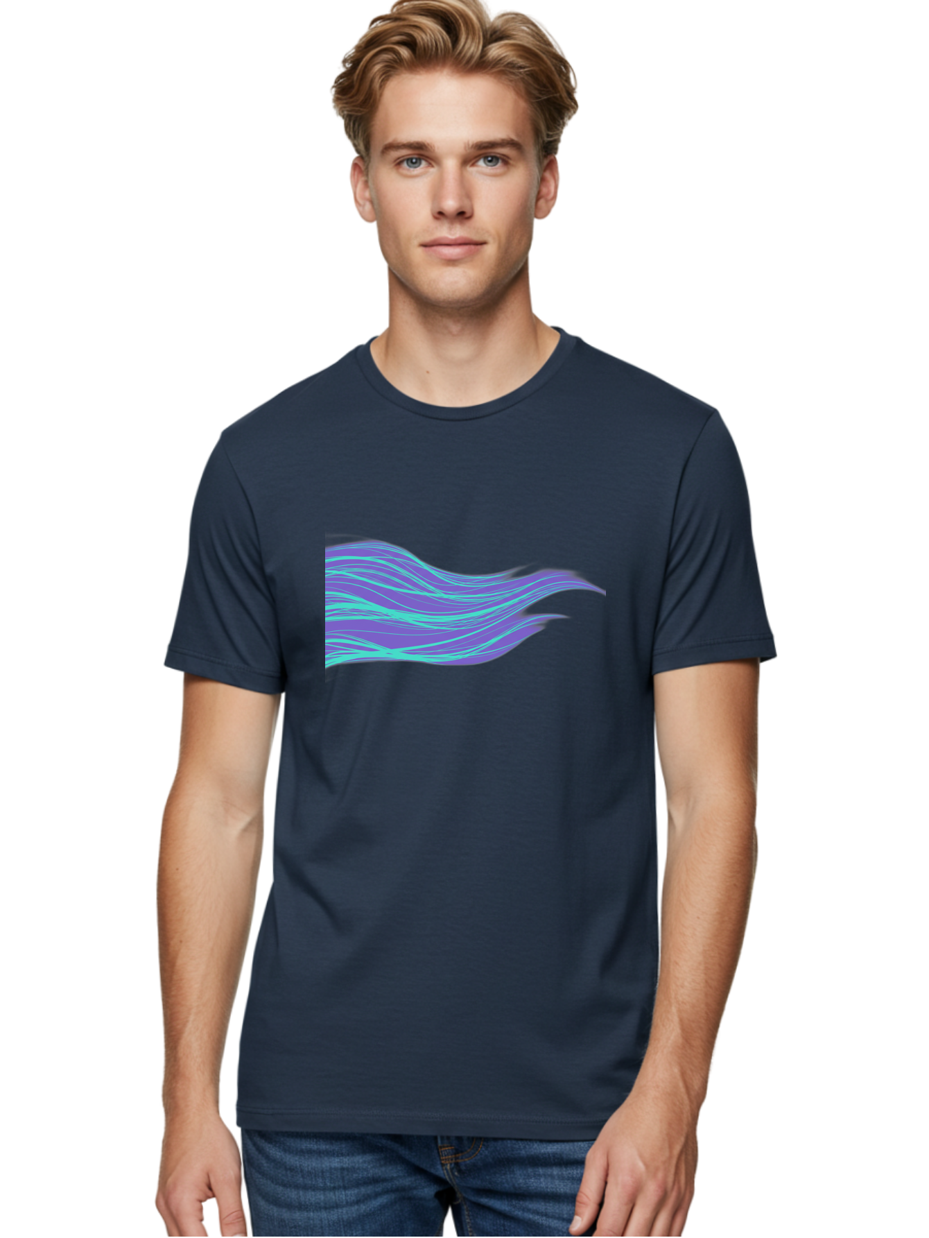 Purple-Wave-Lines Men'S Graphic Tee, 100% Cotton, Comfortable Casual Summer Wear, Machine Washable, Vintage Camera, Old Camera, Antique Camera, Black Camera, Classic Photography, Photography Equipment, Nostalgic Device, Film Camera, Camera Art Bag998