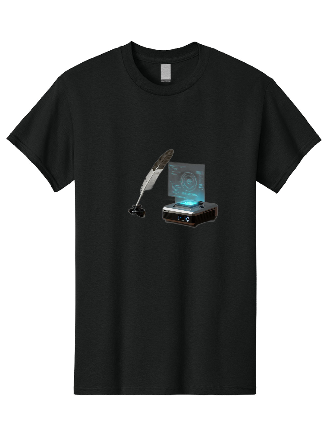 Quill-Pen-And-Document-Scanner Men'S Graphic Tee, 100% Cotton, Comfortable Casual Summer Wear, Machine Washable, Vintage Camera, Old Camera, Antique Camera, Black Camera, Classic Photography, Photography Equipment, Nostalgic Device, Bah004