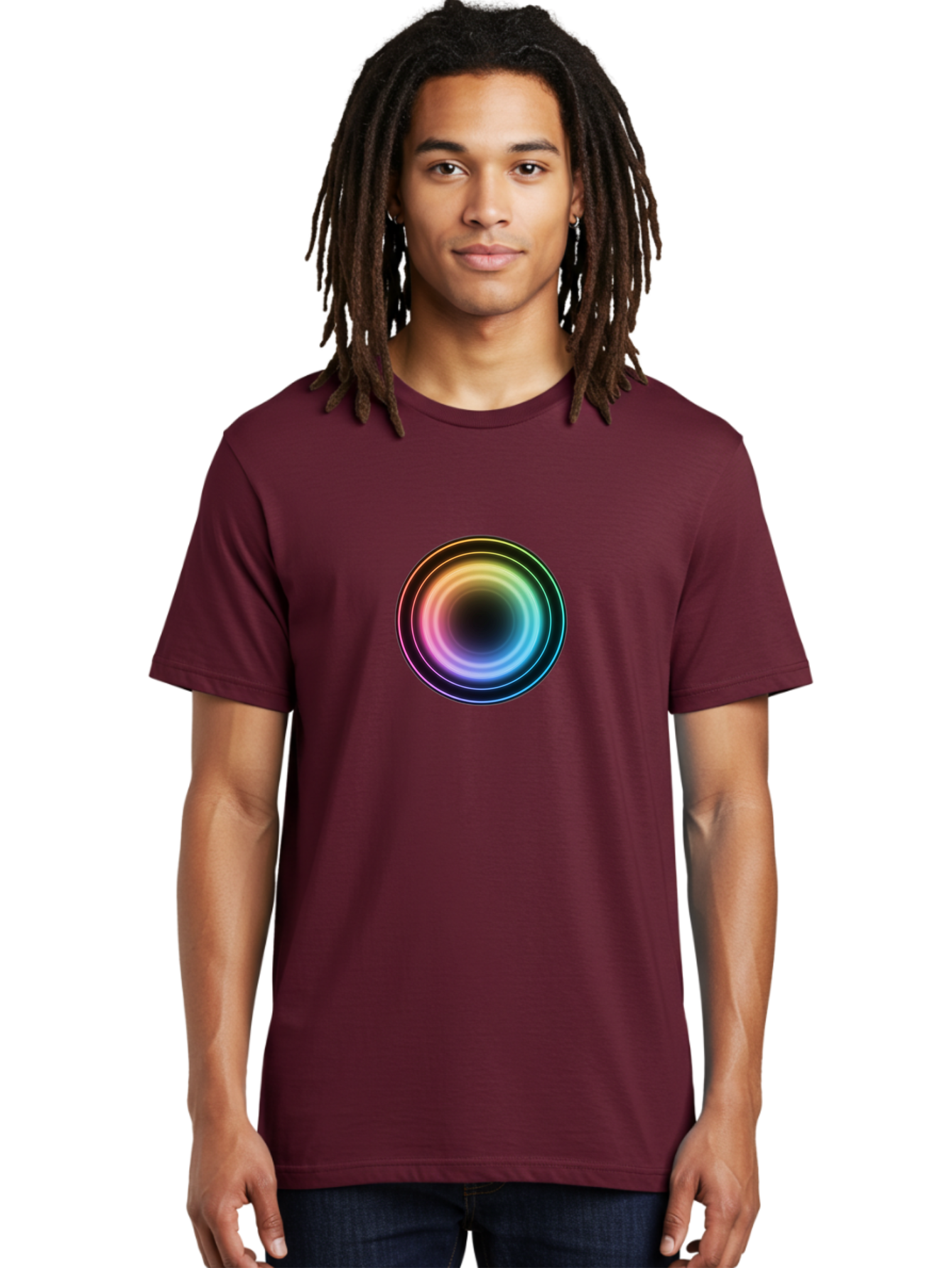Rainbow-Circle Men'S Graphic Tee, 100% Cotton, Comfortable Casual Summer Wear, Machine Washable, Vintage Camera, Old Camera, Antique Camera, Black Camera, Classic Photography, Photography Equipment, Nostalgic Device, Film Camera, Camera Art Bah005