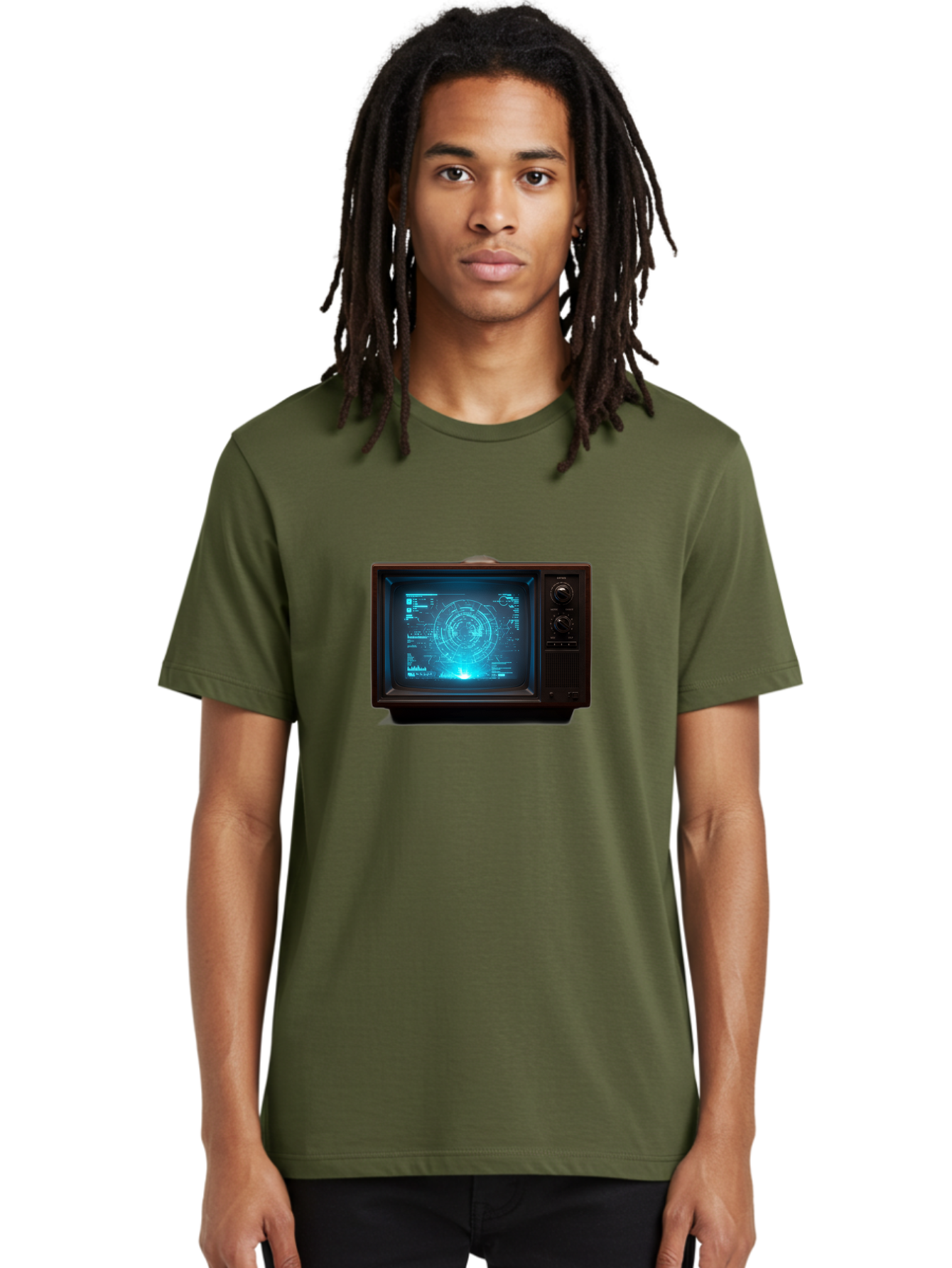 Retro-Tv-With-Radar-Screen Men'S Graphic Tee, 100% Cotton, Comfortable Casual Summer Wear, Machine Washable, Vintage Camera, Old Camera, Antique Camera, Black Camera, Classic Photography, Photography Equipment, Nostalgic Device, Film Camera, Bah025
