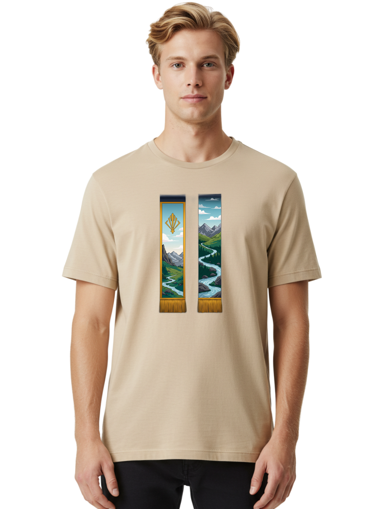 River-Landscape-Banners Men'S Graphic Tee, 100% Cotton, Comfortable Casual Summer Wear, Machine Washable, Vintage Camera, Old Camera, Antique Camera, Black Camera, Classic Photography, Photography Equipment, Nostalgic Device, Film Camera, Bah026