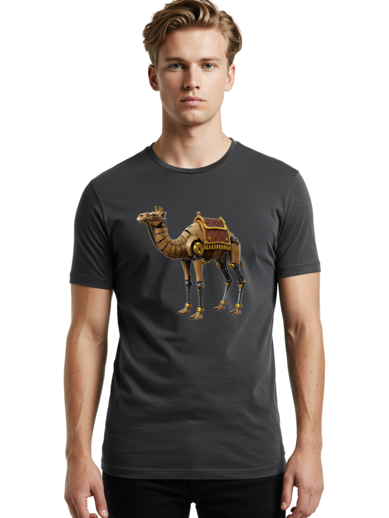 Robo-Camel Men'S Graphic Tee, 100% Cotton, Comfortable Casual Summer Wear, Machine Washable, Vintage Camera, Old Camera, Antique Camera, Black Camera, Classic Photography, Photography Equipment, Nostalgic Device, Film Camera, Camera Art Bah029