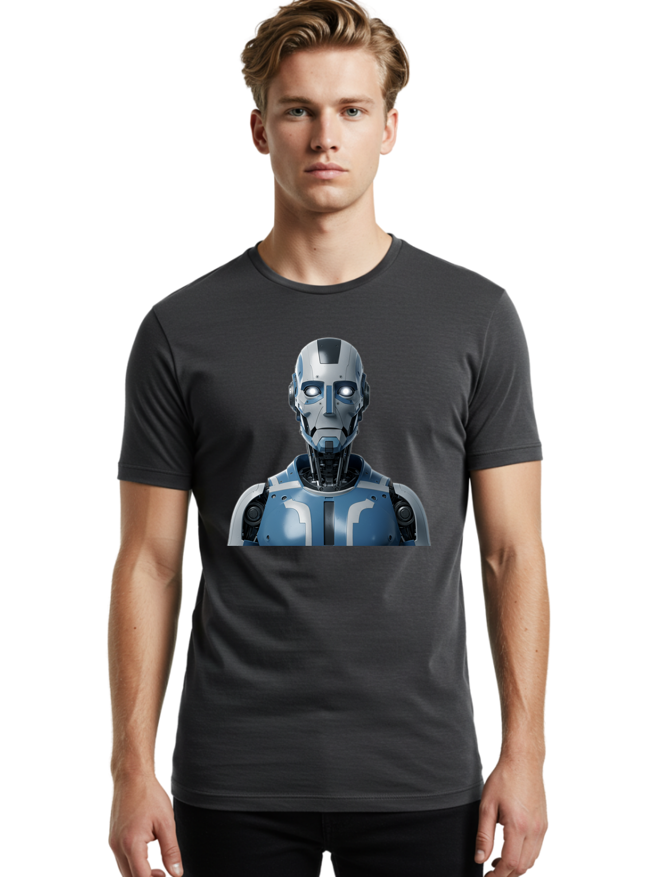 Robot-Bust Men'S Graphic Tee, 100% Cotton, Comfortable Casual Summer Wear, Machine Washable, Vintage Camera, Old Camera, Antique Camera, Black Camera, Classic Photography, Photography Equipment, Nostalgic Device, Film Camera, Camera Art Bah030