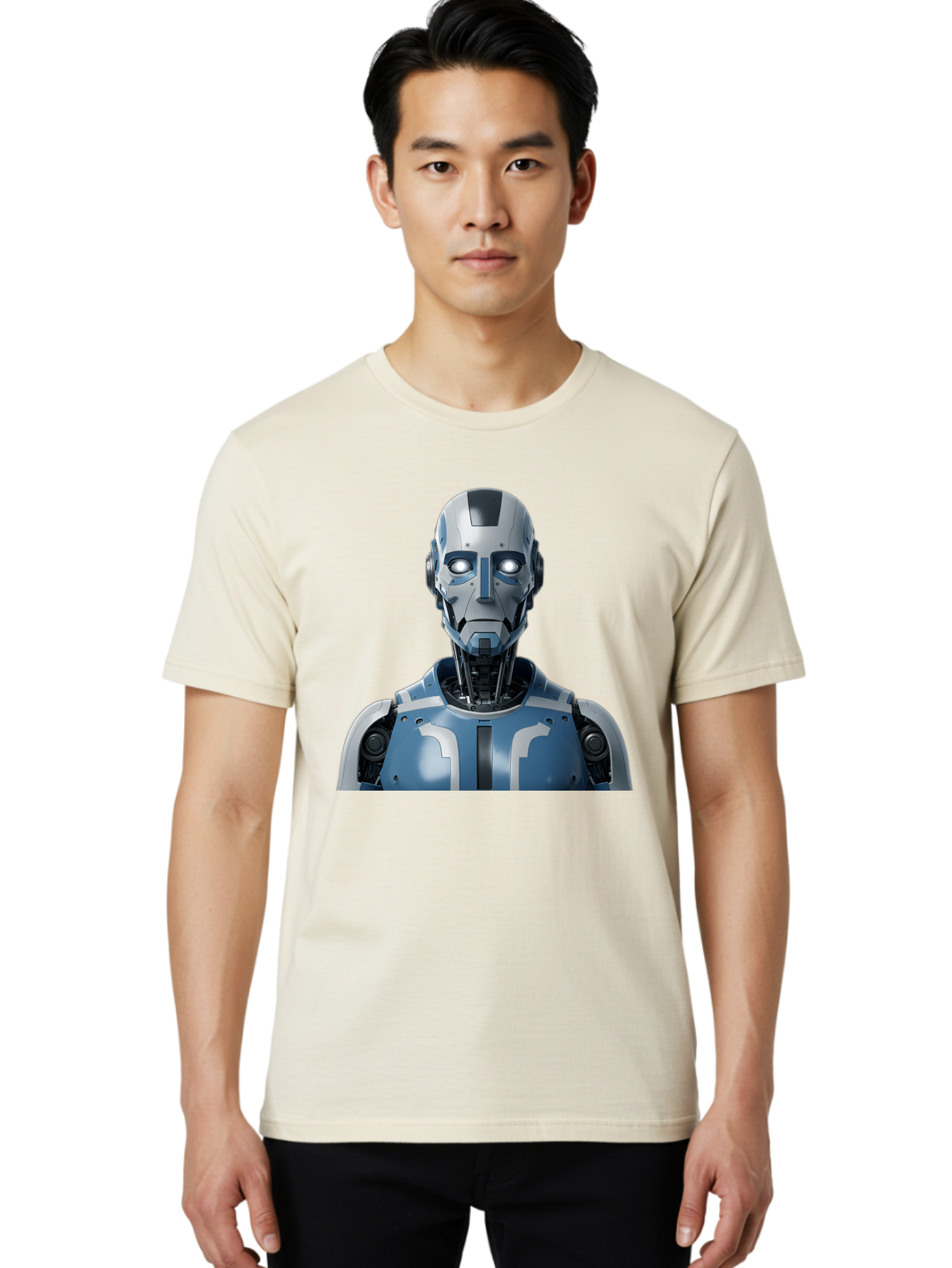 Robot-Bust Men'S Graphic Tee, 100% Cotton, Comfortable Casual Summer Wear, Machine Washable, Vintage Camera, Old Camera, Antique Camera, Black Camera, Classic Photography, Photography Equipment, Nostalgic Device, Film Camera, Camera Art Bah030
