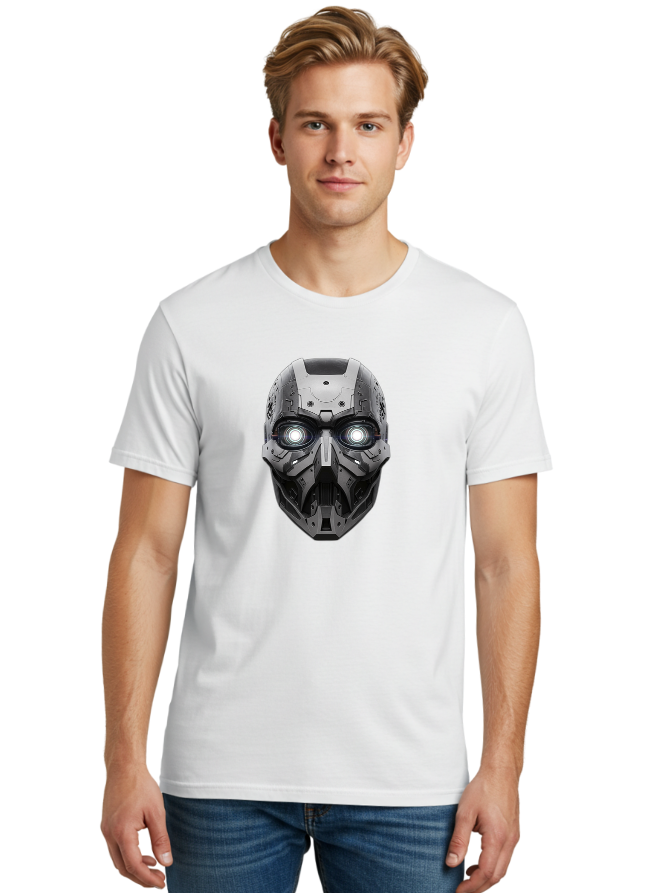 Robot-Face Men'S Graphic Tee, 100% Cotton, Comfortable Casual Summer Wear, Machine Washable, Vintage Camera, Old Camera, Antique Camera, Black Camera, Classic Photography, Photography Equipment, Nostalgic Device, Film Camera, Camera Art Bah032