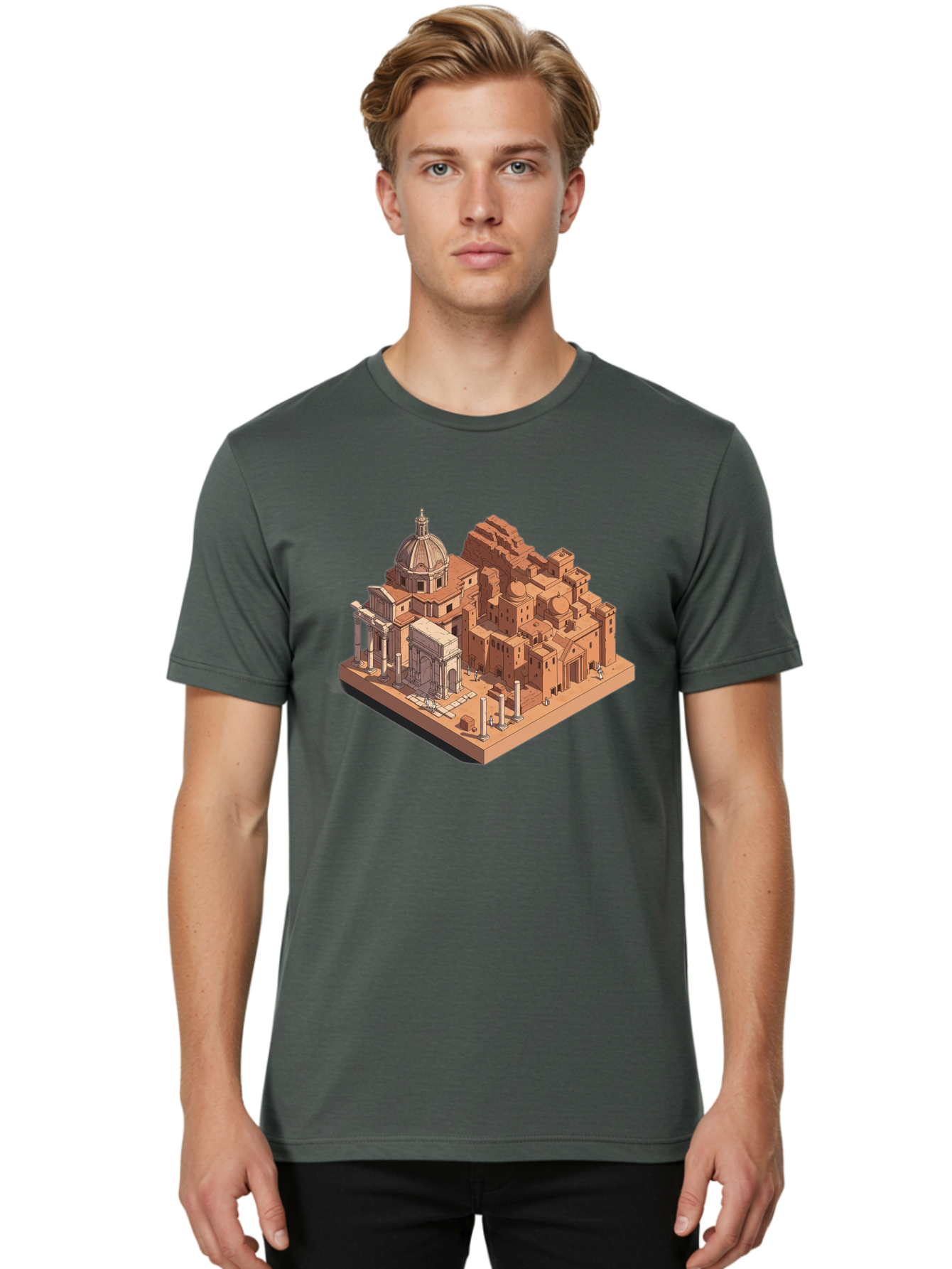 Roman-Ruins Men'S Graphic Tee, 100% Cotton, Comfortable Casual Summer Wear, Machine Washable, Vintage Camera, Old Camera, Antique Camera, Black Camera, Classic Photography, Photography Equipment, Nostalgic Device, Film Camera, Camera Art Bah038