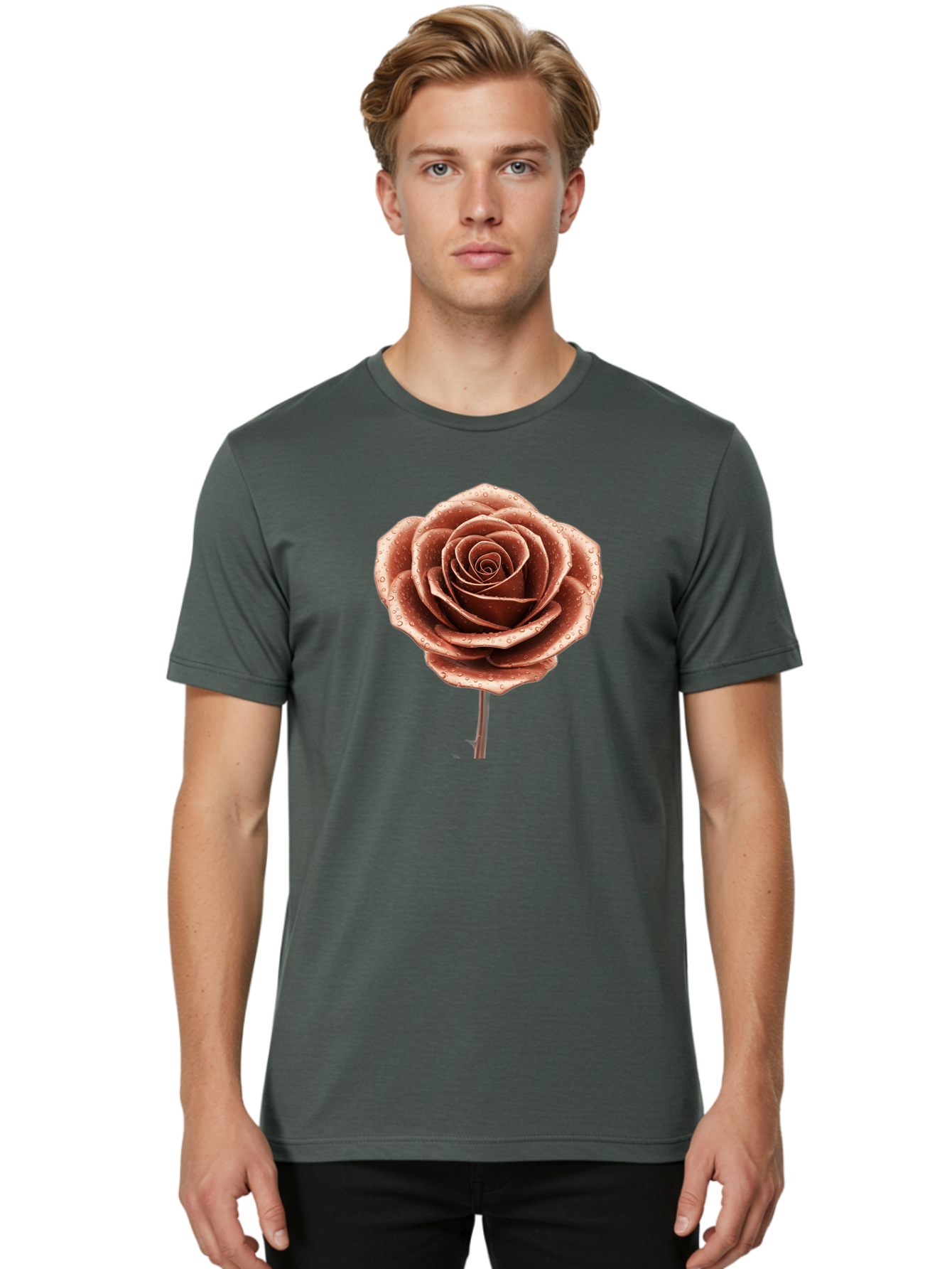 Rose-With-Water-Droplets Men'S Graphic Tee, 100% Cotton, Comfortable Casual Summer Wear, Machine Washable, Vintage Camera, Old Camera, Antique Camera, Black Camera, Classic Photography, Photography Equipment, Nostalgic Device, Film Camera, Bah045