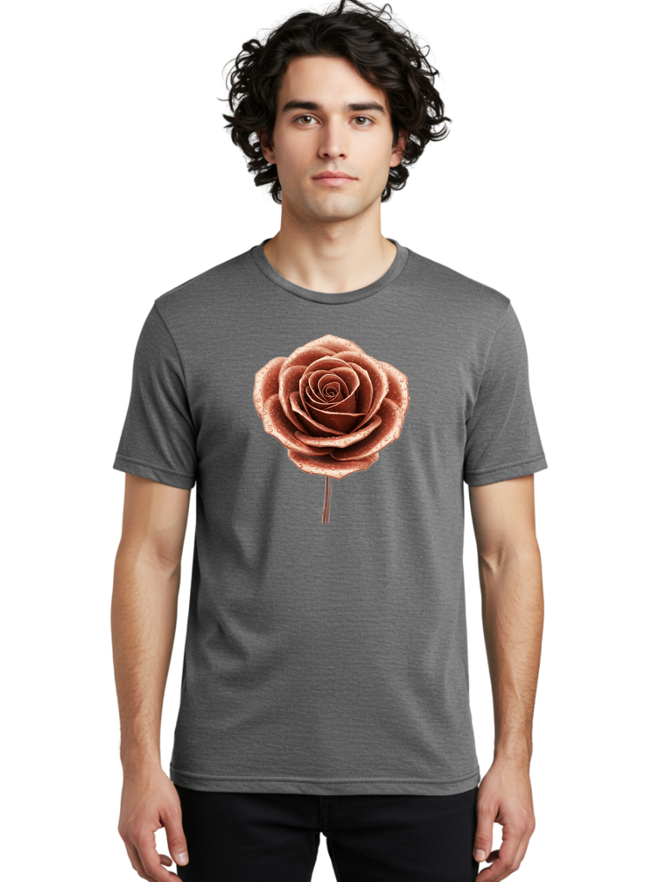Rose-With-Water-Droplets Men'S Graphic Tee, 100% Cotton, Comfortable Casual Summer Wear, Machine Washable, Vintage Camera, Old Camera, Antique Camera, Black Camera, Classic Photography, Photography Equipment, Nostalgic Device, Film Camera, Bah045