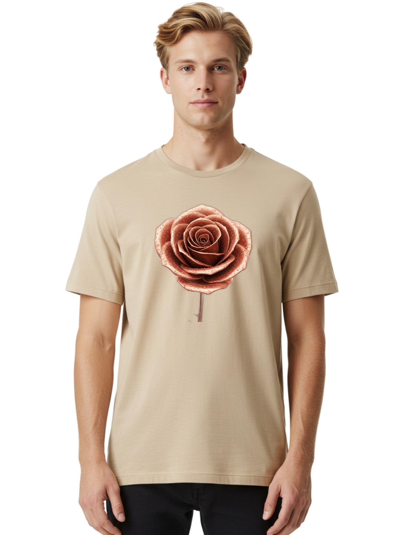 Rose-With-Water-Droplets Men'S Graphic Tee, 100% Cotton, Comfortable Casual Summer Wear, Machine Washable, Vintage Camera, Old Camera, Antique Camera, Black Camera, Classic Photography, Photography Equipment, Nostalgic Device, Film Camera, Bah045
