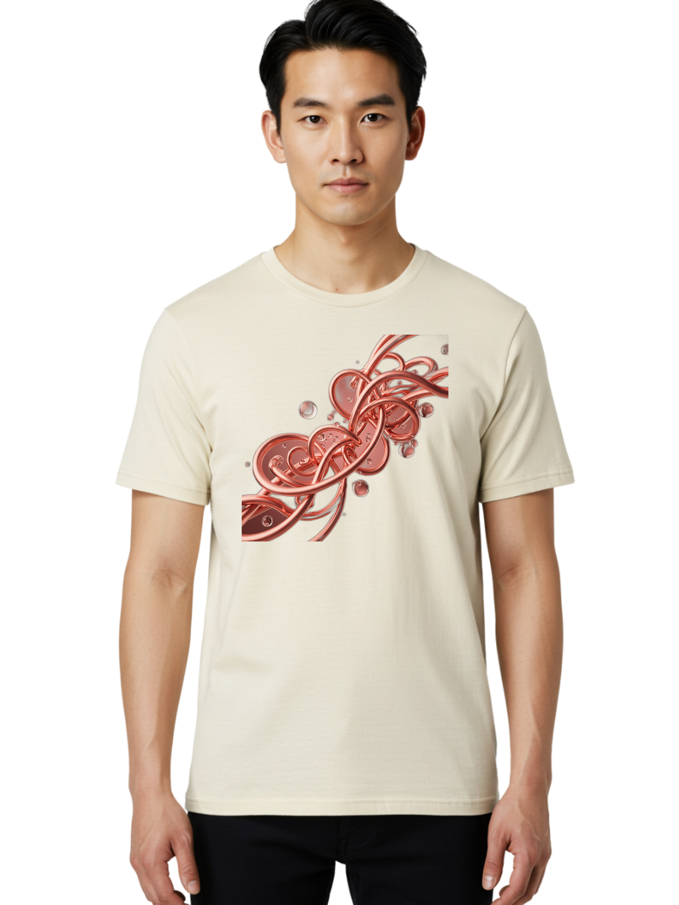 Rosegold-Abstract-Swirl Men'S Graphic Tee, 100% Cotton, Comfortable Casual Summer Wear, Machine Washable, Vintage Camera, Old Camera, Antique Camera, Black Camera, Classic Photography, Photography Equipment, Nostalgic Device, Film Camera, Bah046