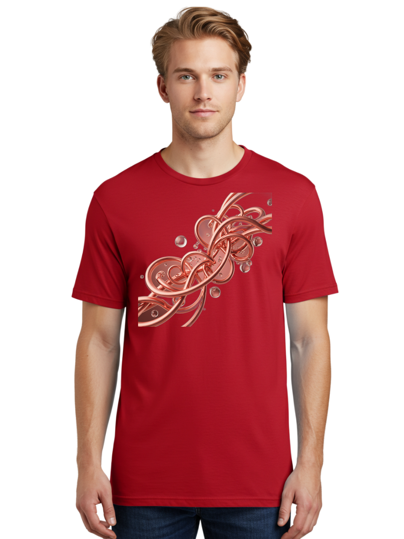 Rosegold-Abstract-Swirl Men'S Graphic Tee, 100% Cotton, Comfortable Casual Summer Wear, Machine Washable, Vintage Camera, Old Camera, Antique Camera, Black Camera, Classic Photography, Photography Equipment, Nostalgic Device, Film Camera, Bah046