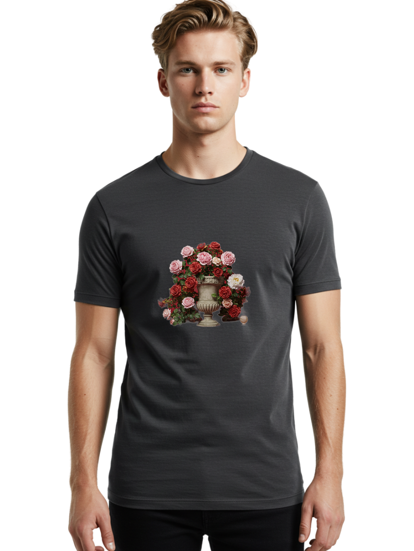 Roses-In-Vase Men'S Graphic Tee, 100% Cotton, Comfortable Casual Summer Wear, Machine Washable, Vintage Camera, Old Camera, Antique Camera, Black Camera, Classic Photography, Photography Equipment, Nostalgic Device, Film Camera, Camera Art Bah047