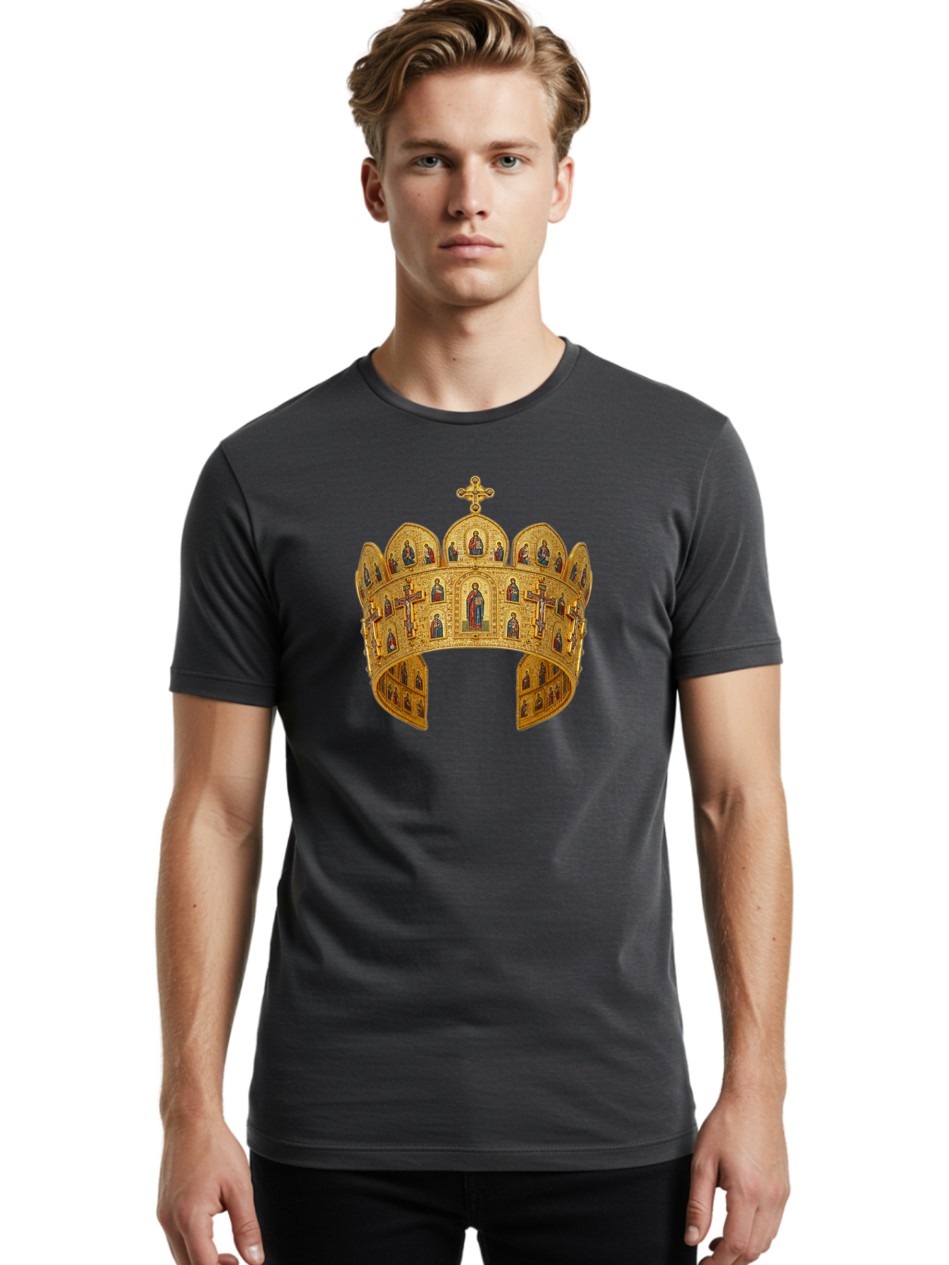 Russian-Crown Men'S Graphic Tee, 100% Cotton, Comfortable Casual Summer Wear, Machine Washable, Vintage Camera, Old Camera, Antique Camera, Black Camera, Classic Photography, Photography Equipment, Nostalgic Device, Film Camera, Camera Art Bah049