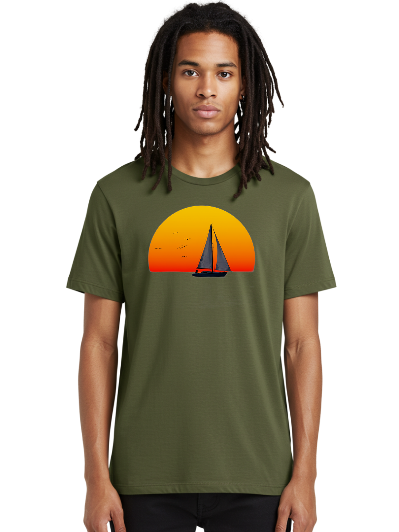 Sailboat-At-Sunset Men'S Graphic Tee, 100% Cotton, Comfortable Casual Summer Wear, Machine Washable, Vintage Camera, Old Camera, Antique Camera, Black Camera, Classic Photography, Photography Equipment, Nostalgic Device, Film Camera, Bah055