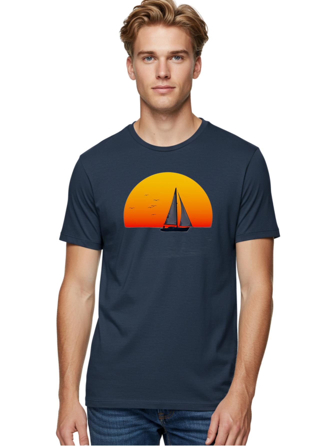 Sailboat-At-Sunset Men'S Graphic Tee, 100% Cotton, Comfortable Casual Summer Wear, Machine Washable, Vintage Camera, Old Camera, Antique Camera, Black Camera, Classic Photography, Photography Equipment, Nostalgic Device, Film Camera, Bah055