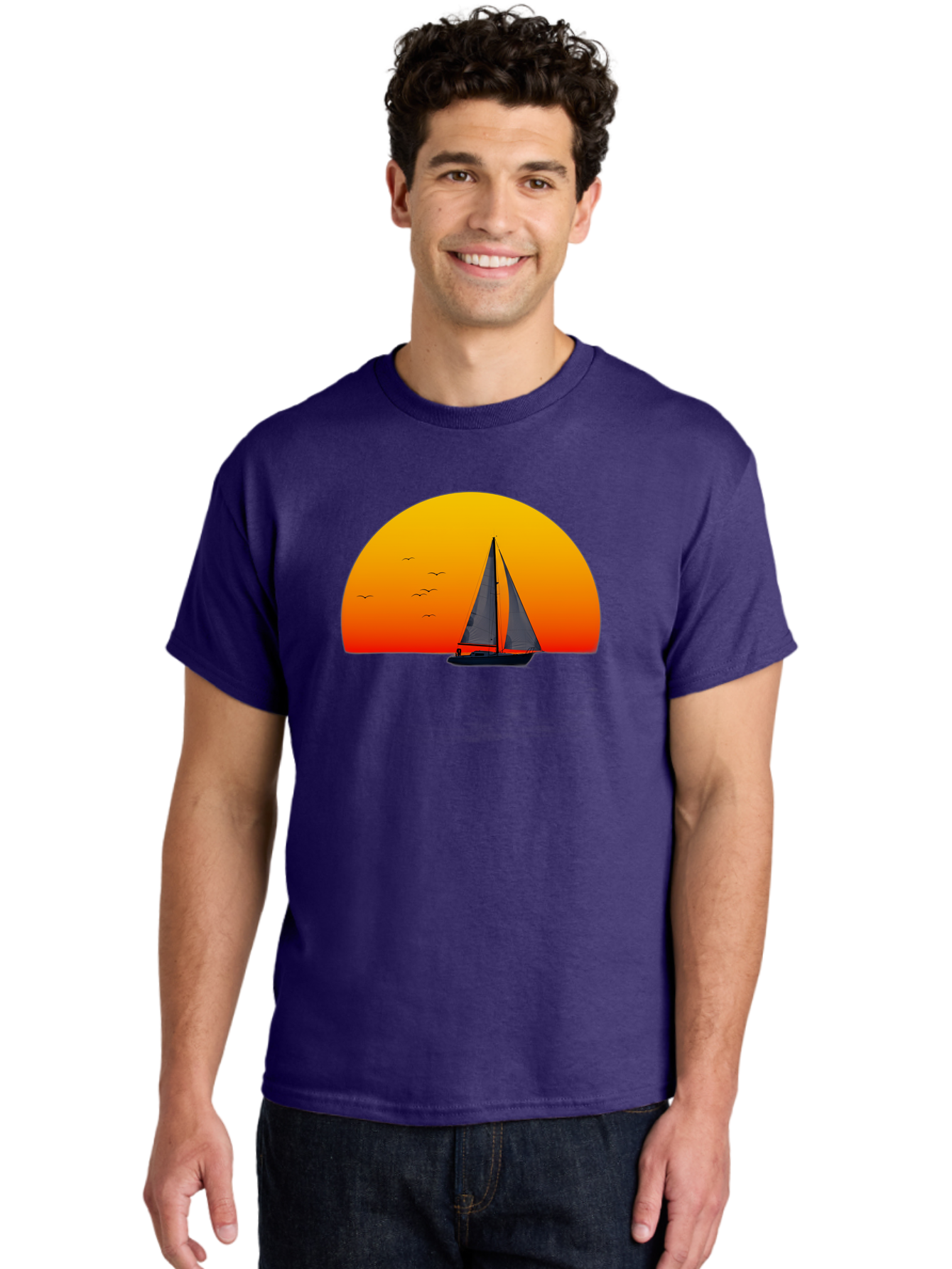 Sailboat-At-Sunset Men'S Graphic Tee, 100% Cotton, Comfortable Casual Summer Wear, Machine Washable, Vintage Camera, Old Camera, Antique Camera, Black Camera, Classic Photography, Photography Equipment, Nostalgic Device, Film Camera, Bah055
