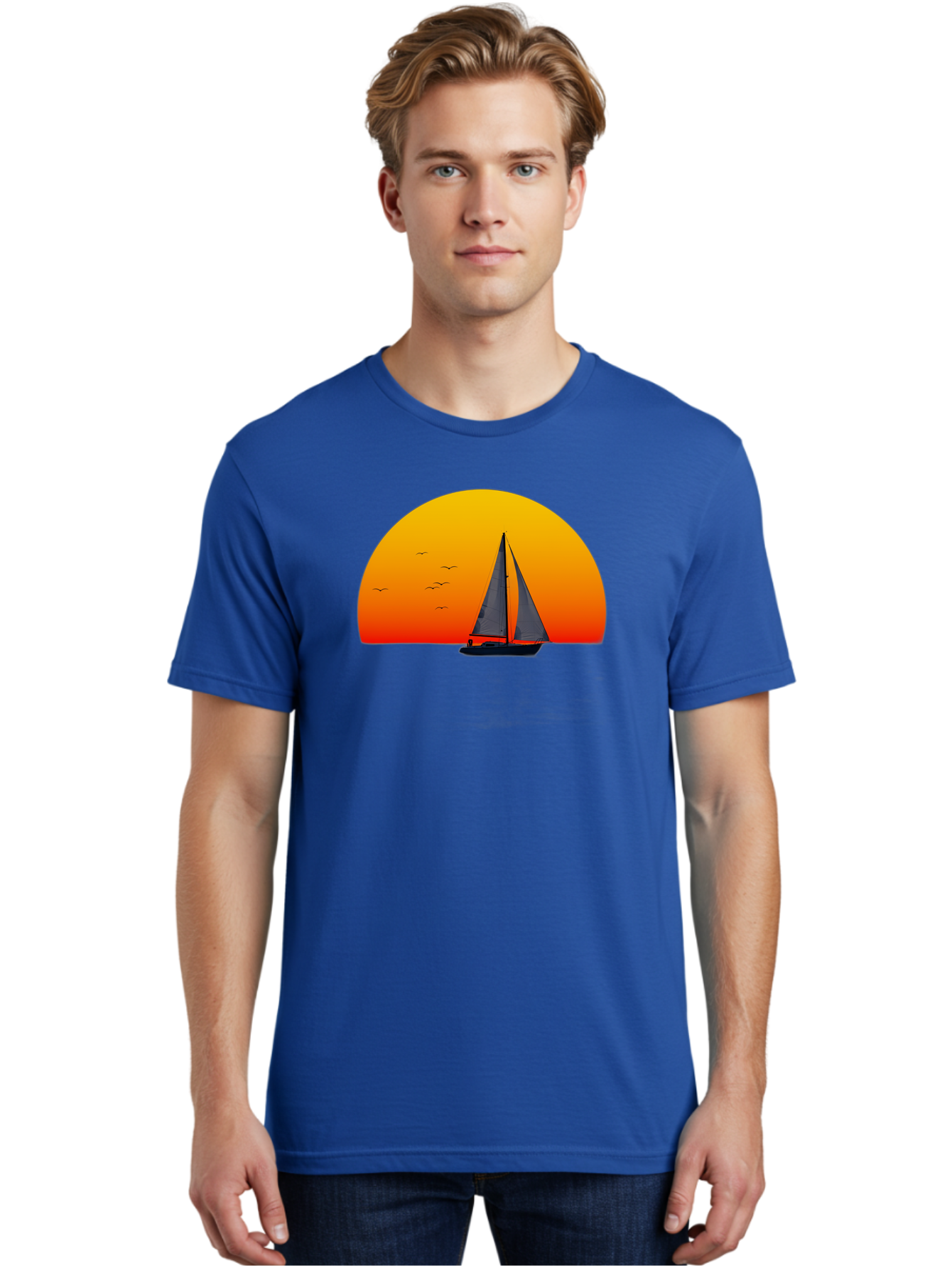 Sailboat-At-Sunset Men'S Graphic Tee, 100% Cotton, Comfortable Casual Summer Wear, Machine Washable, Vintage Camera, Old Camera, Antique Camera, Black Camera, Classic Photography, Photography Equipment, Nostalgic Device, Film Camera, Bah055