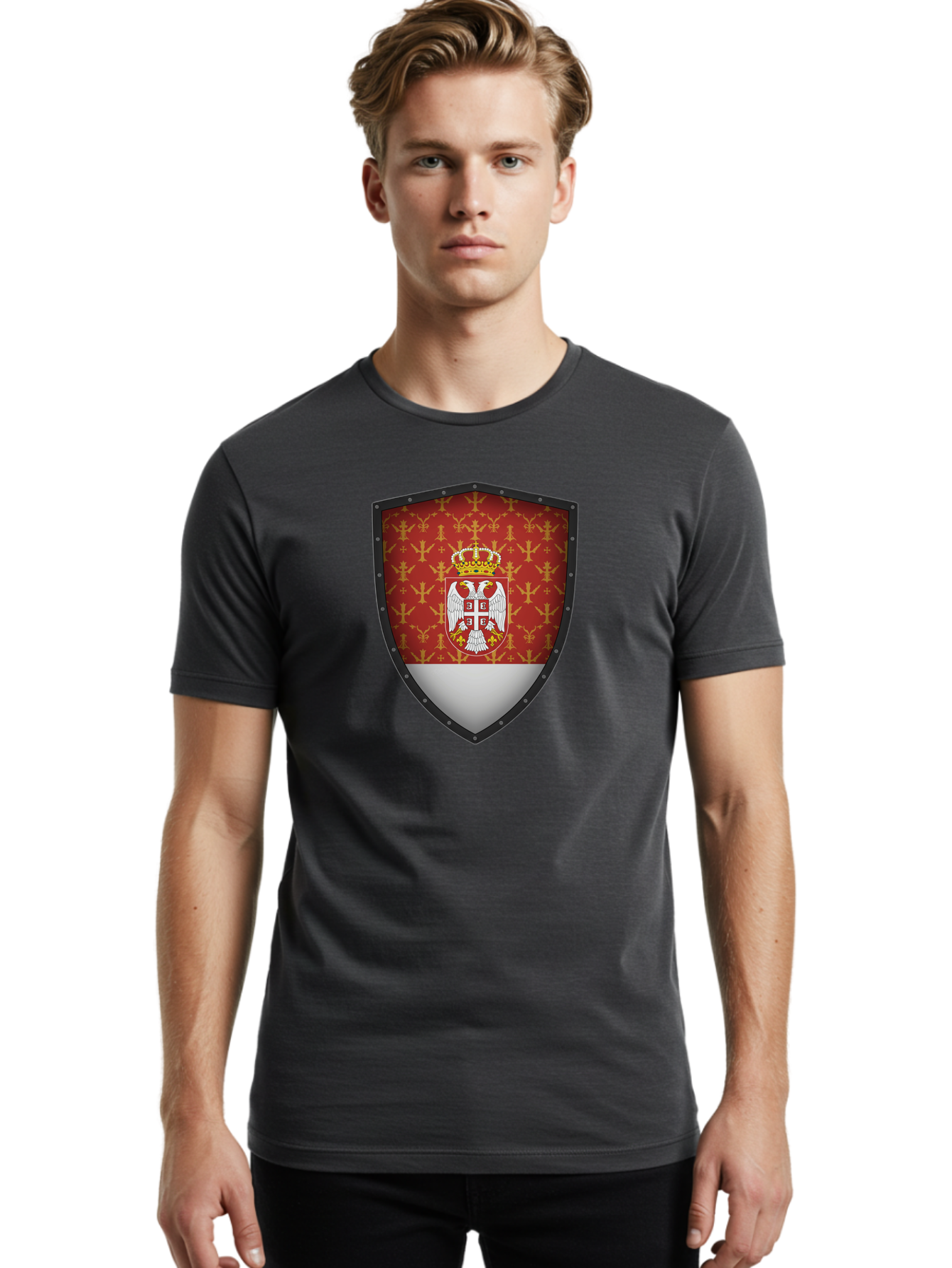 Serbian-Coat-Of-Arms-Shield Men'S Graphic Tee, 100% Cotton, Comfortable Casual Summer Wear, Machine Washable, Vintage Camera, Old Camera, Antique Camera, Black Camera, Classic Photography, Photography Equipment, Nostalgic Device, Film Camera, Bah086