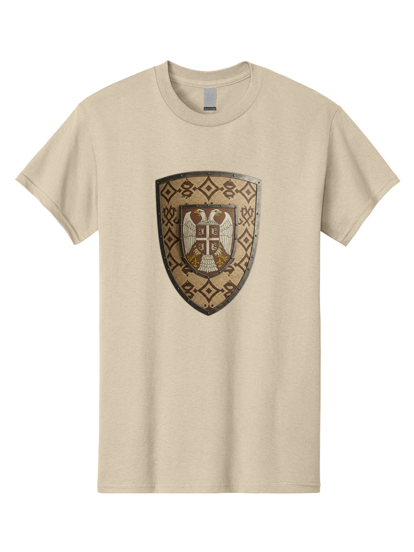 Shield-With-Double-Headed-Eagle Men'S Graphic Tee, 100% Cotton, Comfortable Casual Summer Wear, Machine Washable, Vintage Camera, Old Camera, Antique Camera, Black Camera, Classic Photography, Photography Equipment, Nostalgic Device, Bah099