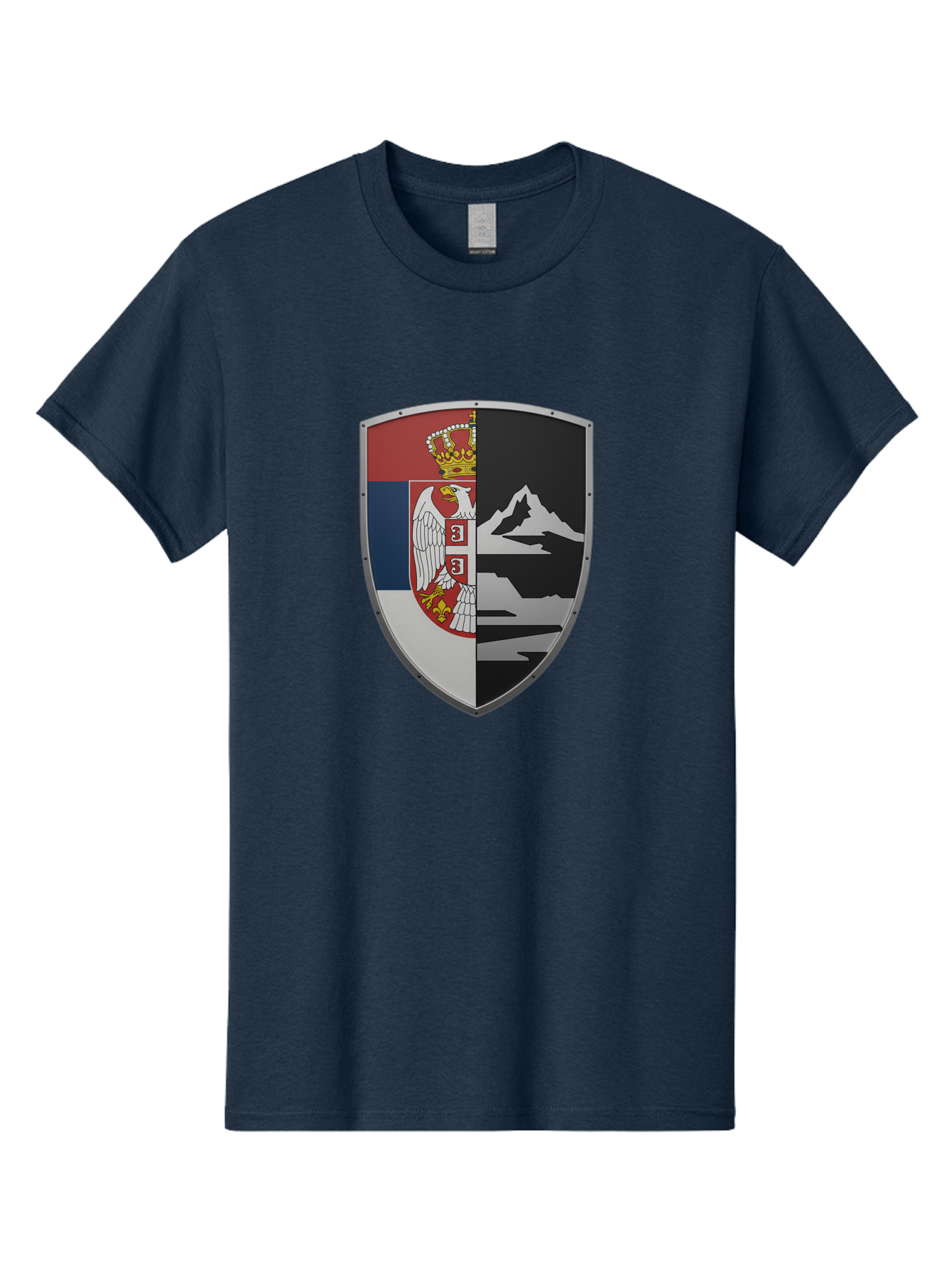 Shield-With-Eagle-And-Mountain Men'S Graphic Tee, 100% Cotton, Comfortable Casual Summer Wear, Machine Washable, Vintage Camera, Old Camera, Antique Camera, Black Camera, Classic Photography, Photography Equipment, Nostalgic Device, Bah100