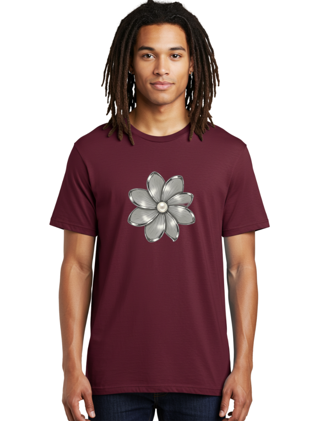 Silver-Flower Men'S Graphic Tee, 100% Cotton, Comfortable Casual Summer Wear, Machine Washable, Vintage Camera, Old Camera, Antique Camera, Black Camera, Classic Photography, Photography Equipment, Nostalgic Device, Film Camera, Camera Art Bah112