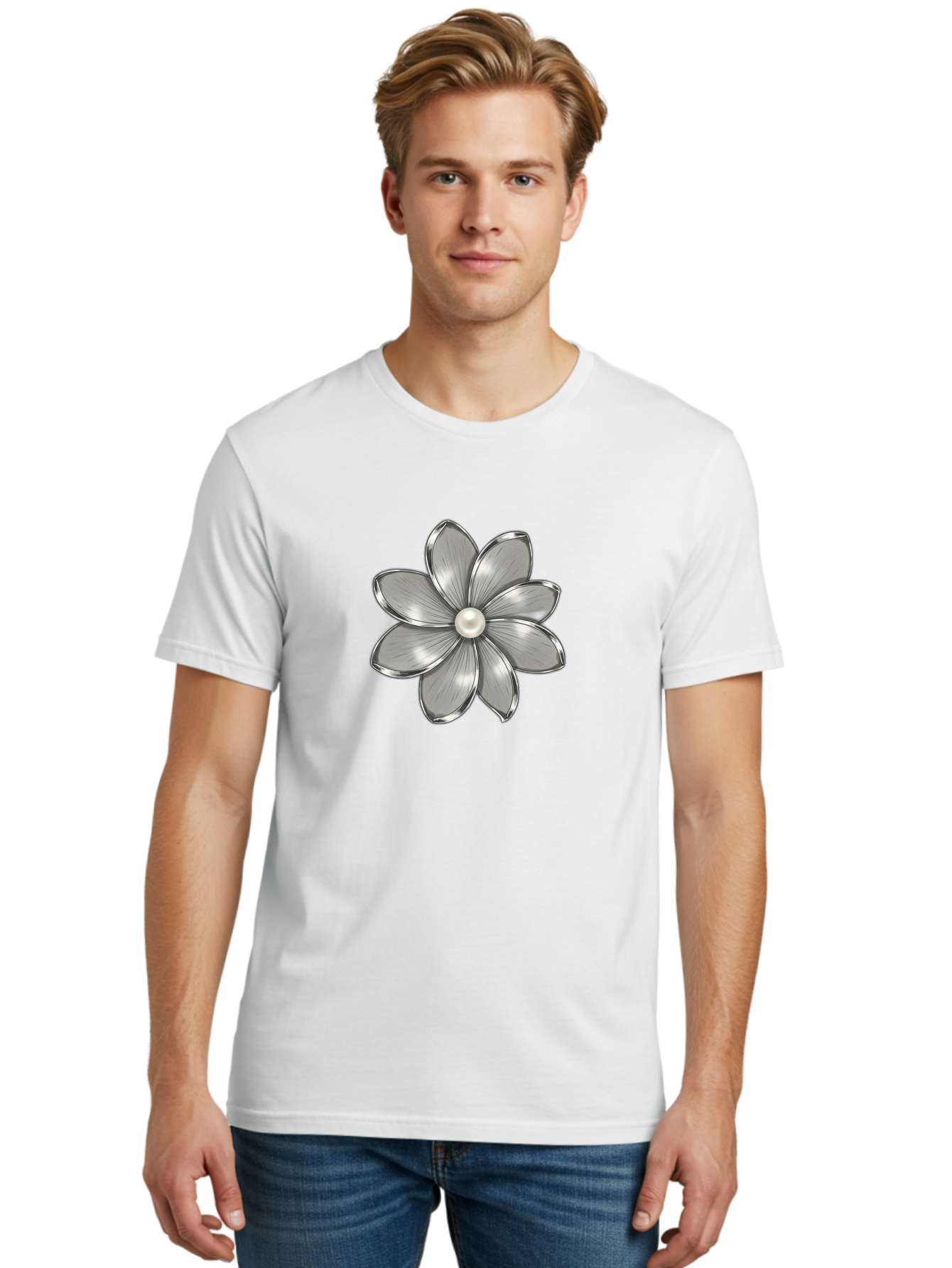 Silver-Flower Men'S Graphic Tee, 100% Cotton, Comfortable Casual Summer Wear, Machine Washable, Vintage Camera, Old Camera, Antique Camera, Black Camera, Classic Photography, Photography Equipment, Nostalgic Device, Film Camera, Camera Art Bah112