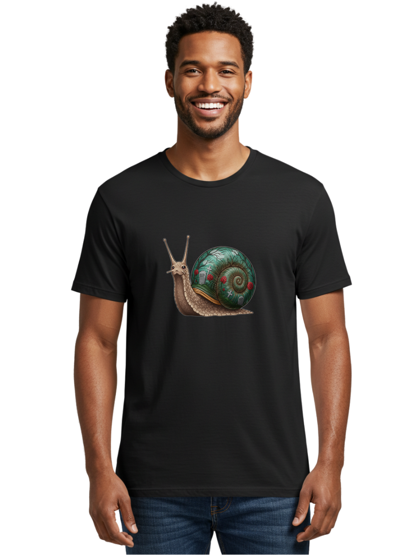 Snail-With-Cemetery-Shell Men'S Graphic Tee, 100% Cotton, Comfortable Casual Summer Wear, Machine Washable, Vintage Camera, Old Camera, Antique Camera, Black Camera, Classic Photography, Photography Equipment, Nostalgic Device, Film Camera, Bah134