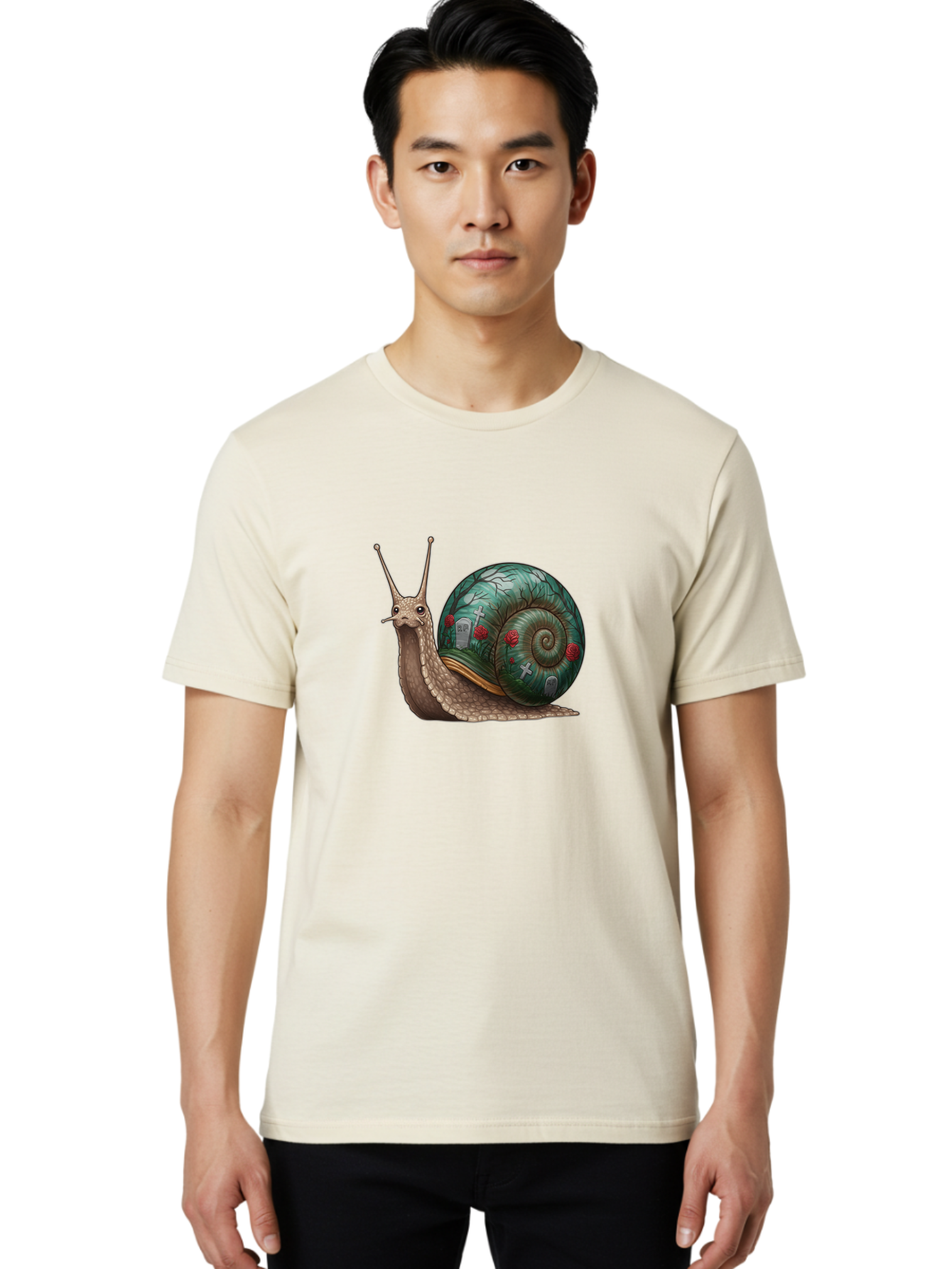 Snail-With-Cemetery-Shell Men'S Graphic Tee, 100% Cotton, Comfortable Casual Summer Wear, Machine Washable, Vintage Camera, Old Camera, Antique Camera, Black Camera, Classic Photography, Photography Equipment, Nostalgic Device, Film Camera, Bah134