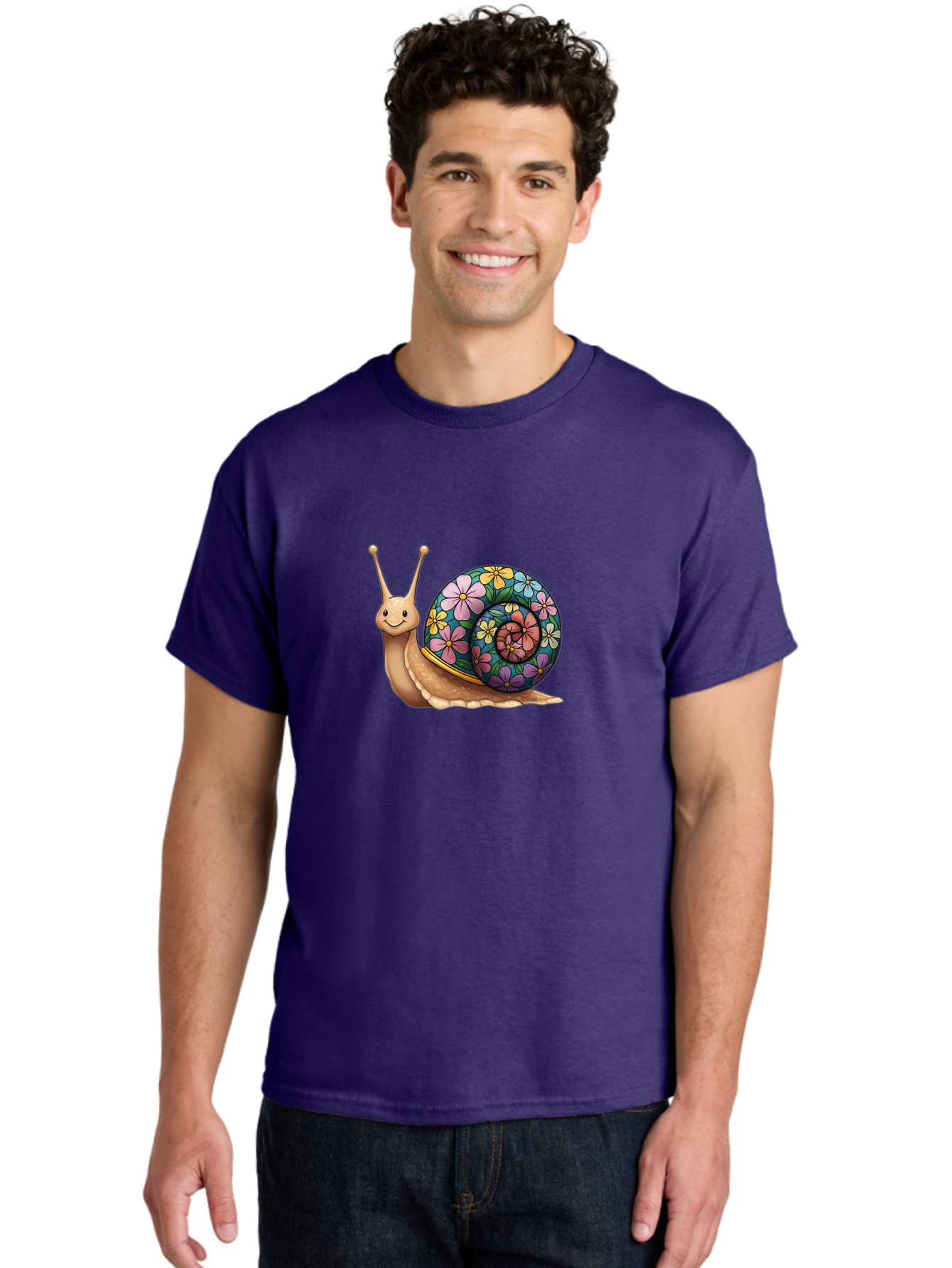 Snail-With-Flowers-1 Men'S Graphic Tee, 100% Cotton, Comfortable Casual Summer Wear, Machine Washable, Vintage Camera, Old Camera, Antique Camera, Black Camera, Classic Photography, Photography Equipment, Nostalgic Device, Film Camera, Bah139