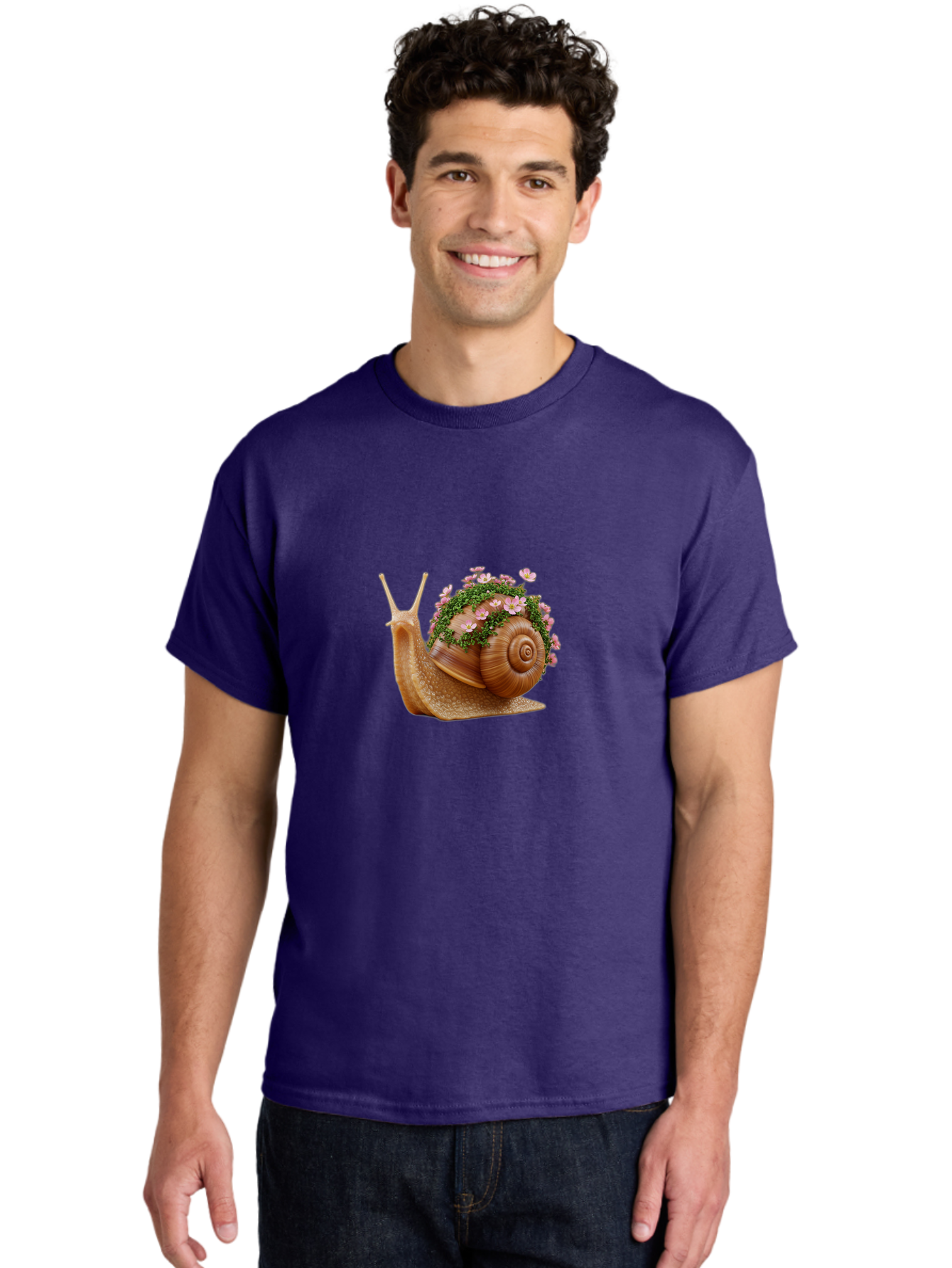 Snail-With-Flowers-2 Men'S Graphic Tee, 100% Cotton, Comfortable Casual Summer Wear, Machine Washable, Vintage Camera, Old Camera, Antique Camera, Black Camera, Classic Photography, Photography Equipment, Nostalgic Device, Film Camera, Bah140