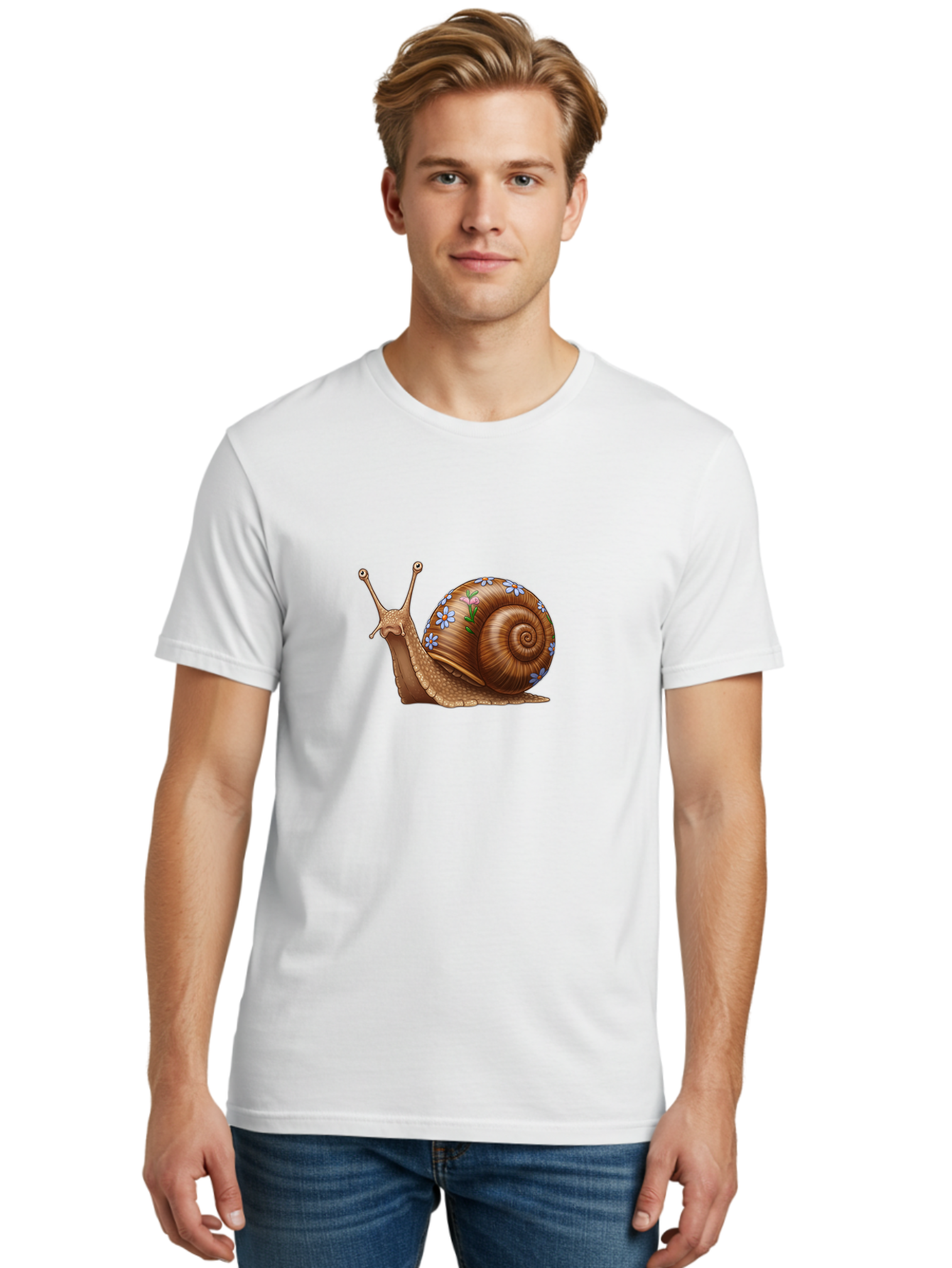Snail-With-Flowers-3 Men'S Graphic Tee, 100% Cotton, Comfortable Casual Summer Wear, Machine Washable, Vintage Camera, Old Camera, Antique Camera, Black Camera, Classic Photography, Photography Equipment, Nostalgic Device, Film Camera, Bah141