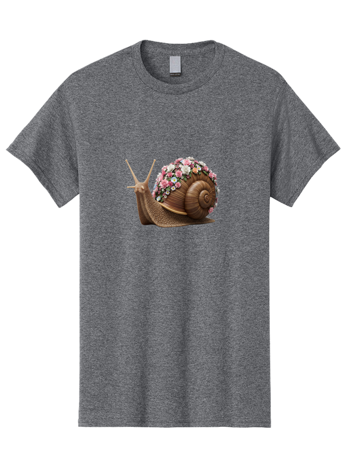 Snail-With-Flowers-4 Men'S Graphic Tee, 100% Cotton, Comfortable Casual Summer Wear, Machine Washable, Vintage Camera, Old Camera, Antique Camera, Black Camera, Classic Photography, Photography Equipment, Nostalgic Device, Film Camera, Bah142