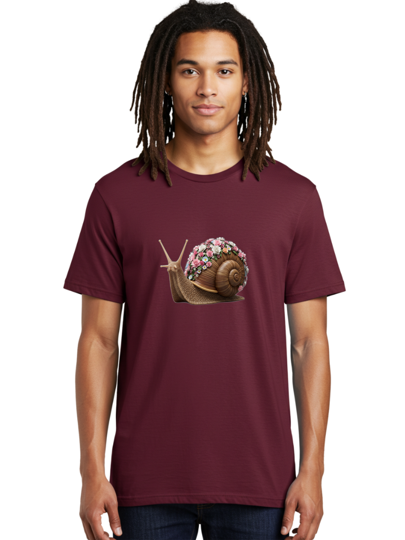 Snail-With-Flowers-4 Men'S Graphic Tee, 100% Cotton, Comfortable Casual Summer Wear, Machine Washable, Vintage Camera, Old Camera, Antique Camera, Black Camera, Classic Photography, Photography Equipment, Nostalgic Device, Film Camera, Bah142