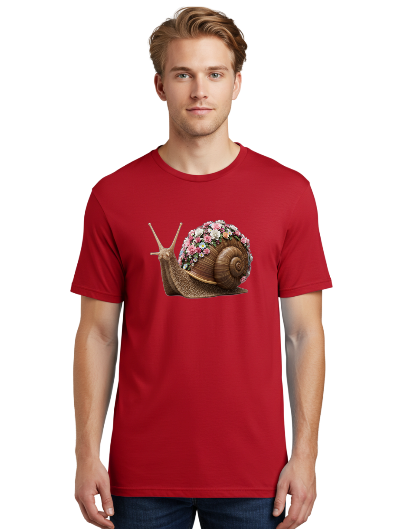 Snail-With-Flowers-4 Men'S Graphic Tee, 100% Cotton, Comfortable Casual Summer Wear, Machine Washable, Vintage Camera, Old Camera, Antique Camera, Black Camera, Classic Photography, Photography Equipment, Nostalgic Device, Film Camera, Bah142
