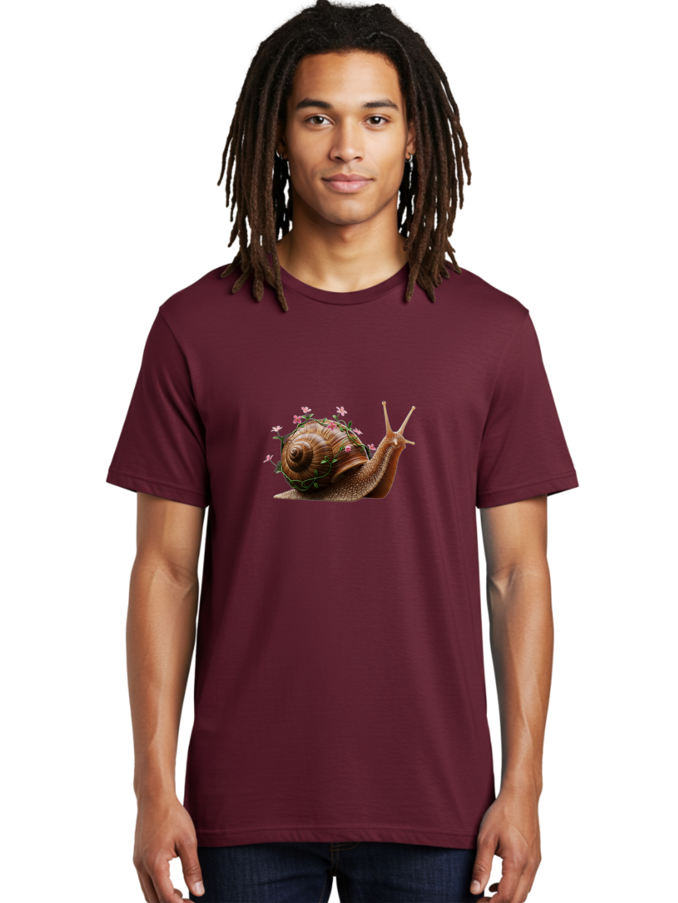 Snail-With-Flowers-5 Men'S Graphic Tee, 100% Cotton, Comfortable Casual Summer Wear, Machine Washable, Vintage Camera, Old Camera, Antique Camera, Black Camera, Classic Photography, Photography Equipment, Nostalgic Device, Film Camera, Bah143
