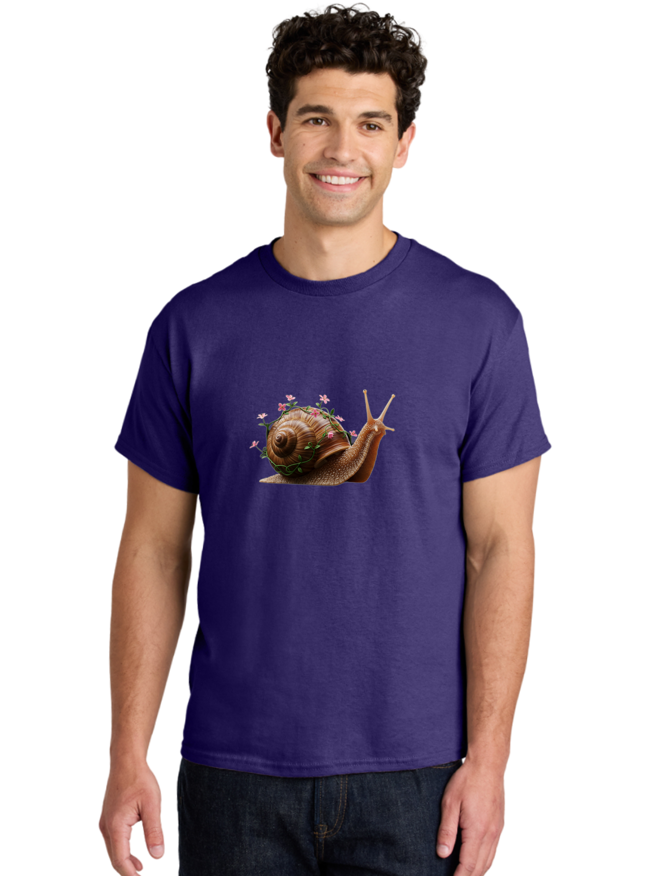 Snail-With-Flowers-5 Men'S Graphic Tee, 100% Cotton, Comfortable Casual Summer Wear, Machine Washable, Vintage Camera, Old Camera, Antique Camera, Black Camera, Classic Photography, Photography Equipment, Nostalgic Device, Film Camera, Bah143
