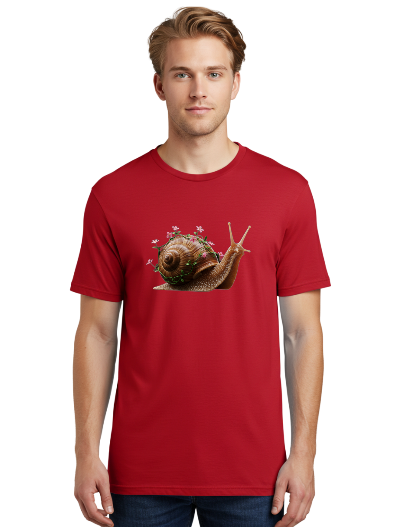 Snail-With-Flowers-5 Men'S Graphic Tee, 100% Cotton, Comfortable Casual Summer Wear, Machine Washable, Vintage Camera, Old Camera, Antique Camera, Black Camera, Classic Photography, Photography Equipment, Nostalgic Device, Film Camera, Bah143