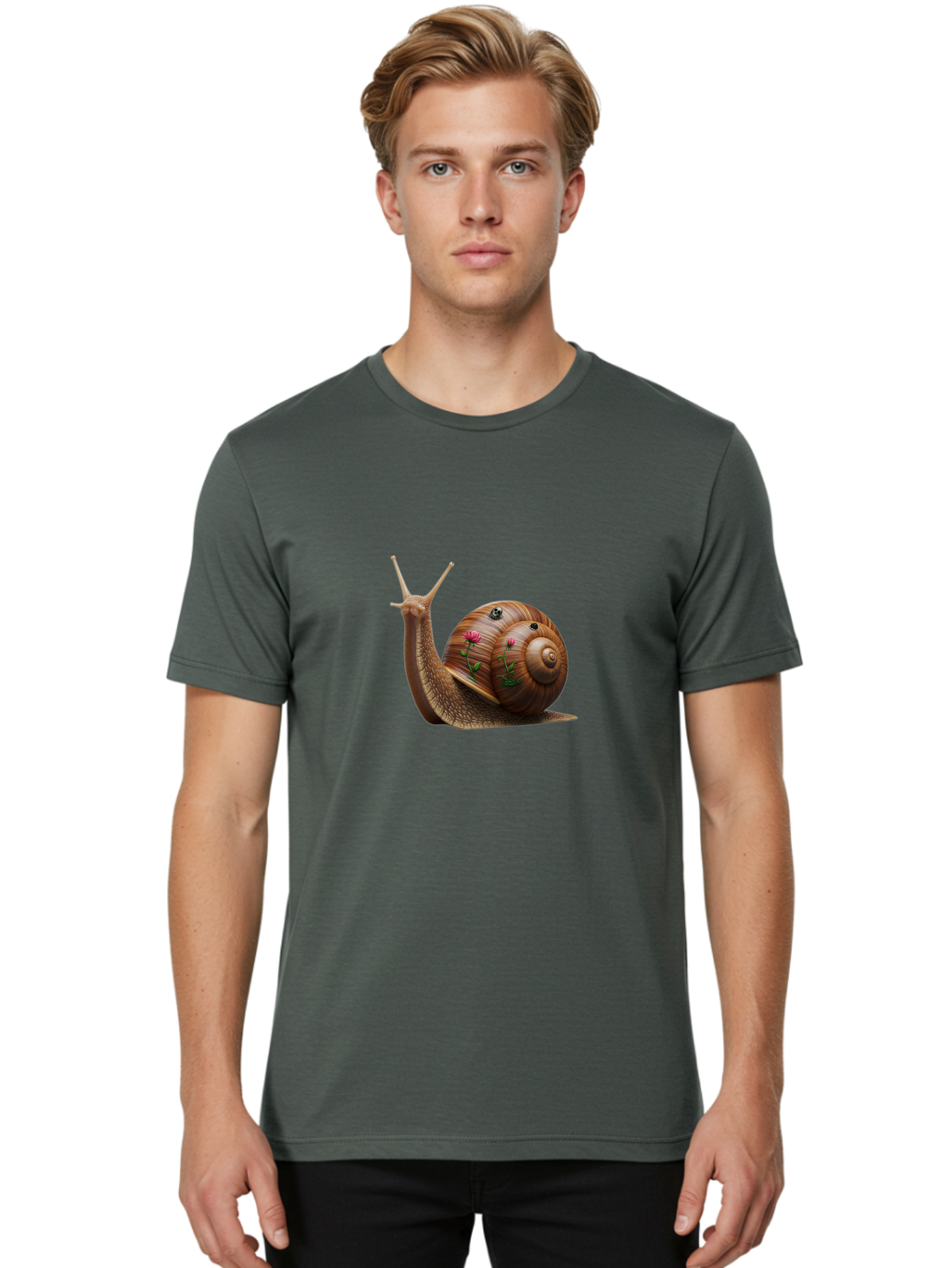 Snail-With-Skull-And-Flowers Men'S Graphic Tee, 100% Cotton, Comfortable Casual Summer Wear, Machine Washable, Vintage Camera, Old Camera, Antique Camera, Black Camera, Classic Photography, Photography Equipment, Nostalgic Device, Film Camera, Bah149