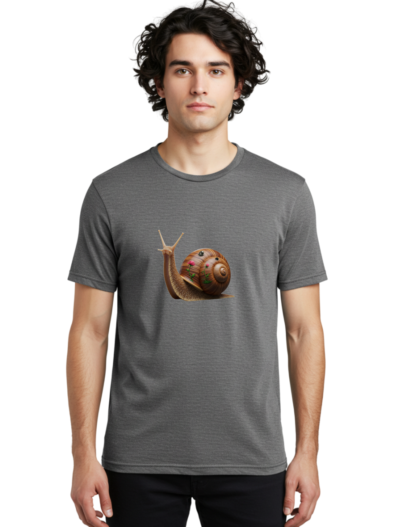 Snail-With-Skull-And-Flowers Men'S Graphic Tee, 100% Cotton, Comfortable Casual Summer Wear, Machine Washable, Vintage Camera, Old Camera, Antique Camera, Black Camera, Classic Photography, Photography Equipment, Nostalgic Device, Film Camera, Bah149