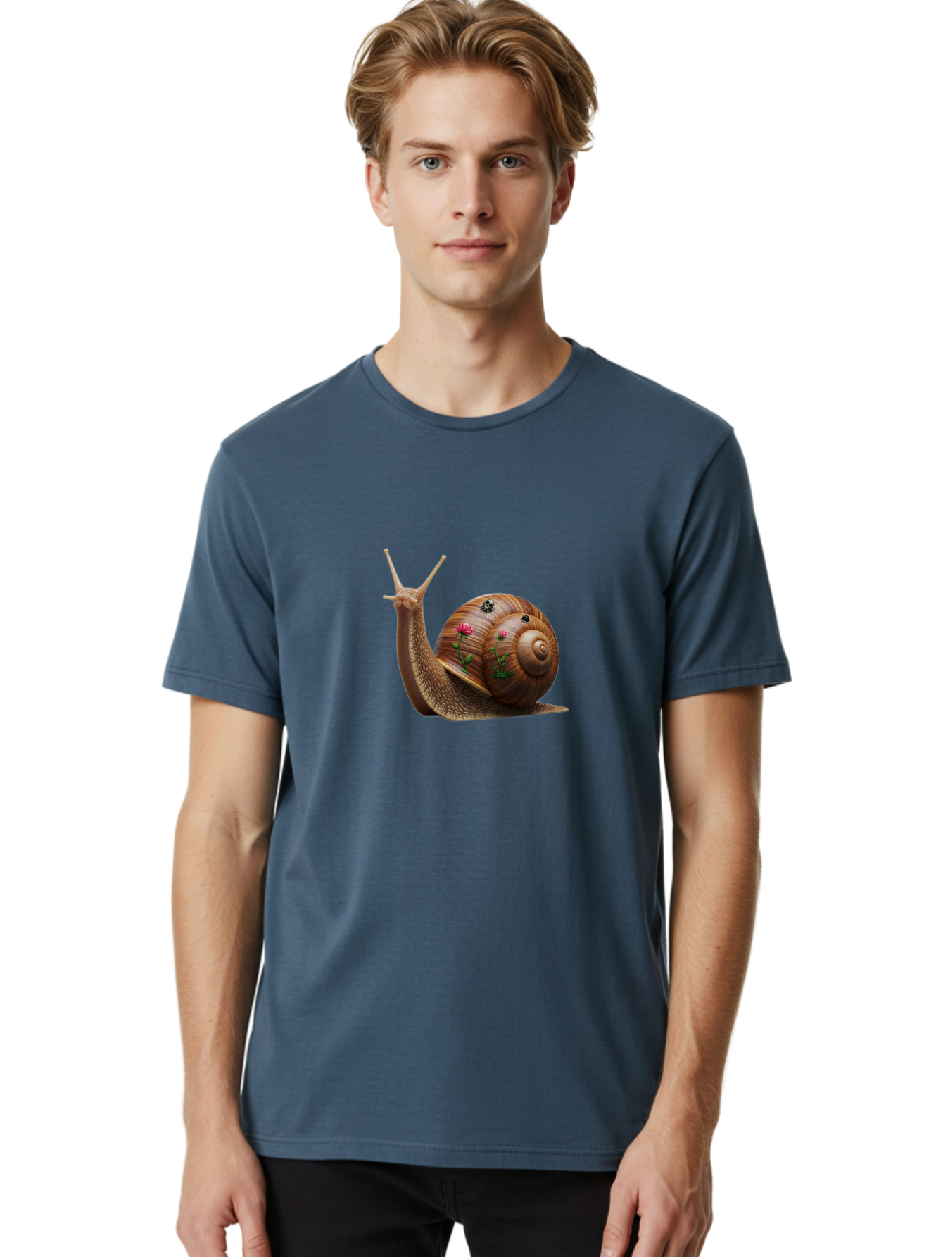 Snail-With-Skull-And-Flowers Men'S Graphic Tee, 100% Cotton, Comfortable Casual Summer Wear, Machine Washable, Vintage Camera, Old Camera, Antique Camera, Black Camera, Classic Photography, Photography Equipment, Nostalgic Device, Film Camera, Bah149