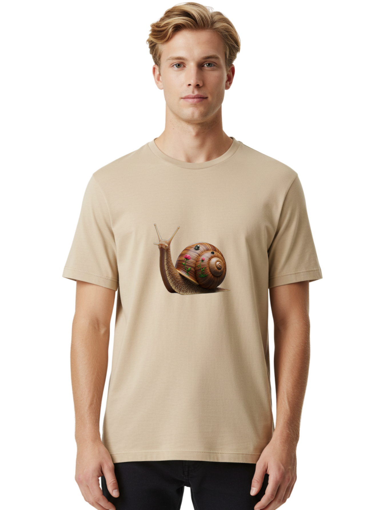 Snail-With-Skull-And-Flowers Men'S Graphic Tee, 100% Cotton, Comfortable Casual Summer Wear, Machine Washable, Vintage Camera, Old Camera, Antique Camera, Black Camera, Classic Photography, Photography Equipment, Nostalgic Device, Film Camera, Bah149