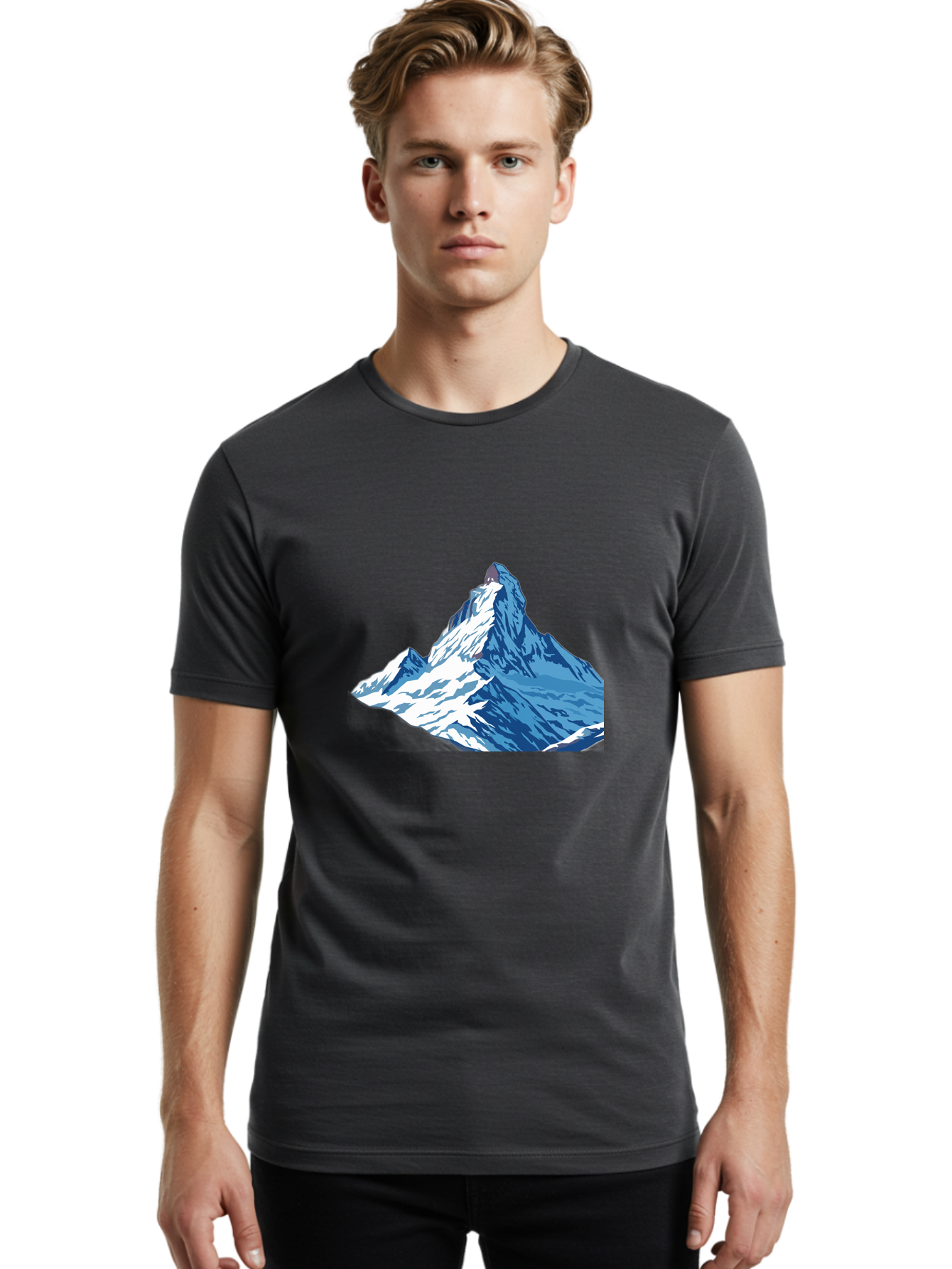 Snowy-Mountain-Peak-1 Men'S Graphic Tee, 100% Cotton, Comfortable Casual Summer Wear, Machine Washable, Vintage Camera, Old Camera, Antique Camera, Black Camera, Classic Photography, Photography Equipment, Nostalgic Device, Film Camera, Bah152