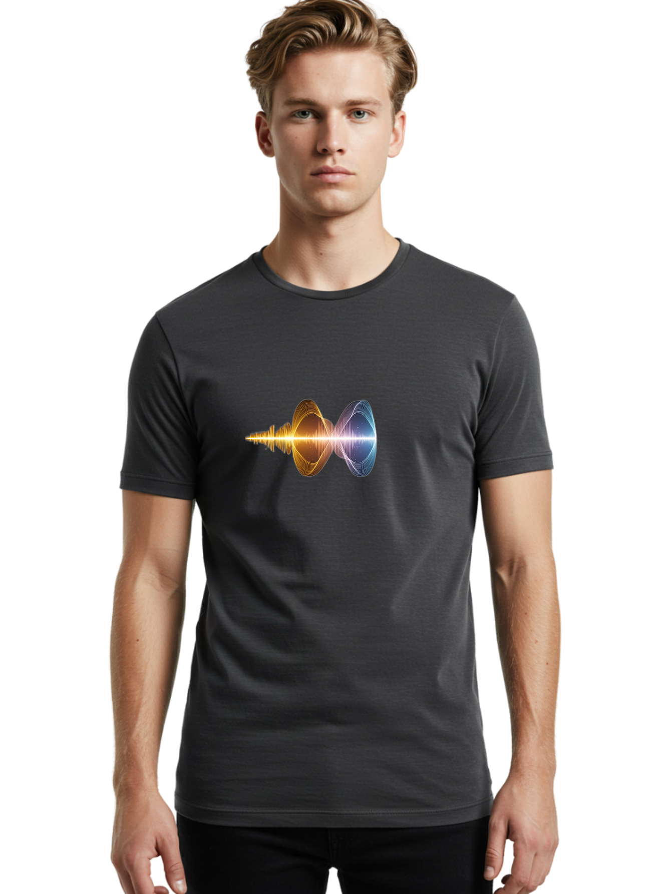 Sound-Wave-1 Men'S Graphic Tee, 100% Cotton, Comfortable Casual Summer Wear, Machine Washable, Vintage Camera, Old Camera, Antique Camera, Black Camera, Classic Photography, Photography Equipment, Nostalgic Device, Film Camera, Camera Art Bah162