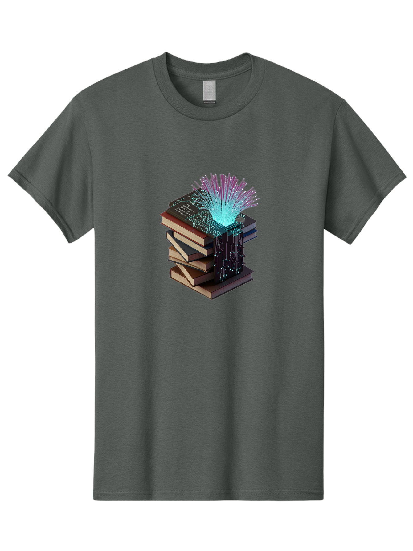 Stacked-Books-With-Circuit-Board-And-Data-Streams Men'S Graphic Tee, 100% Cotton, Comfortable Casual Summer Wear, Machine Washable, Vintage Camera, Old Camera, Antique Camera, Black Camera, Classic Photography, Photography Equipment, Bah172