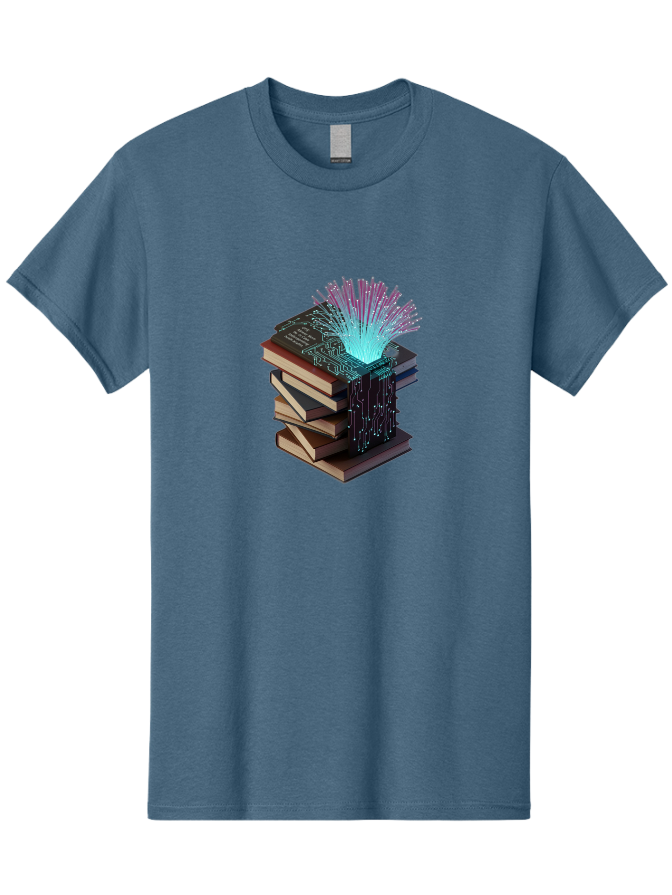 Stacked-Books-With-Circuit-Board-And-Data-Streams Men'S Graphic Tee, 100% Cotton, Comfortable Casual Summer Wear, Machine Washable, Vintage Camera, Old Camera, Antique Camera, Black Camera, Classic Photography, Photography Equipment, Bah172